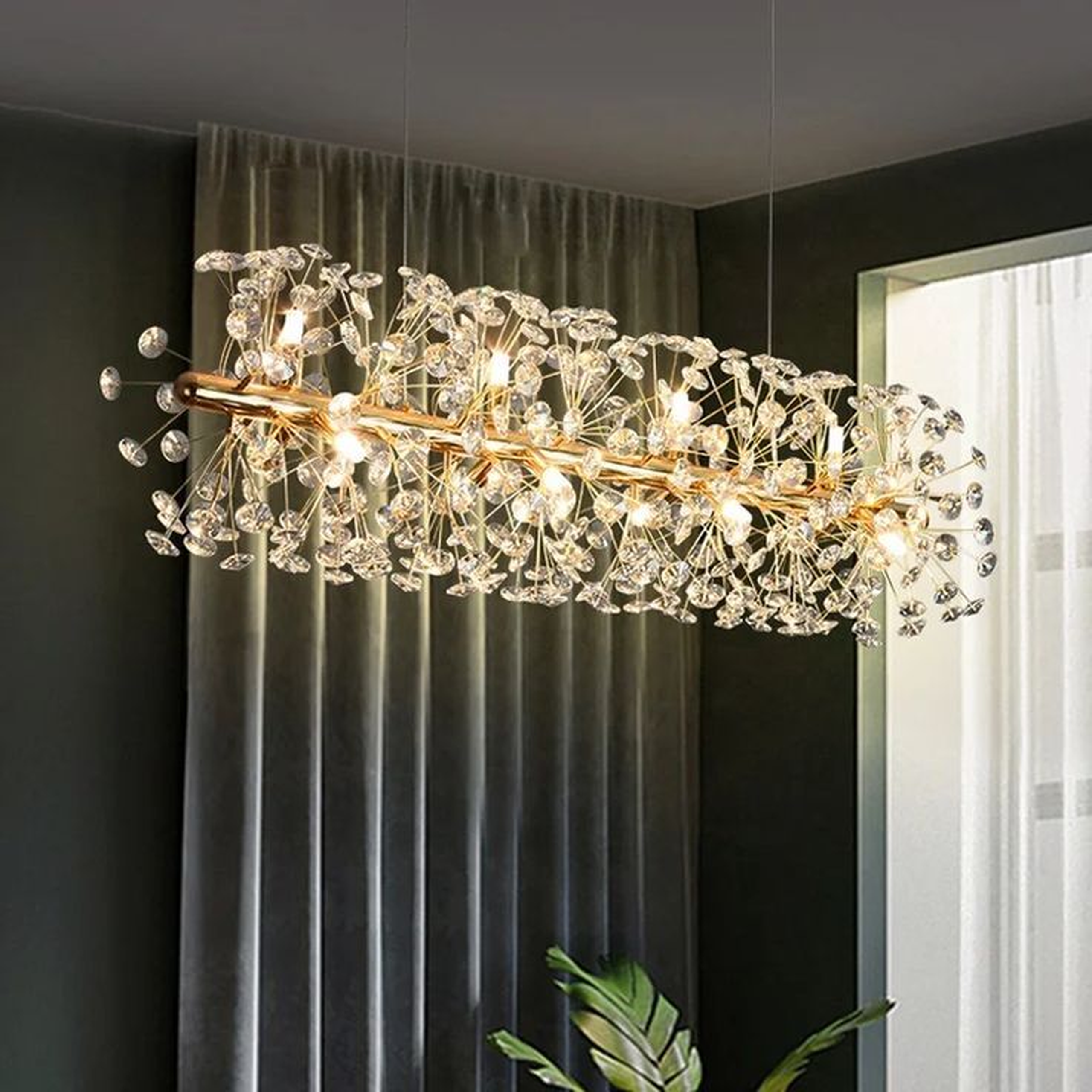 The Gilded Crystal Meadow Linear Chandelier