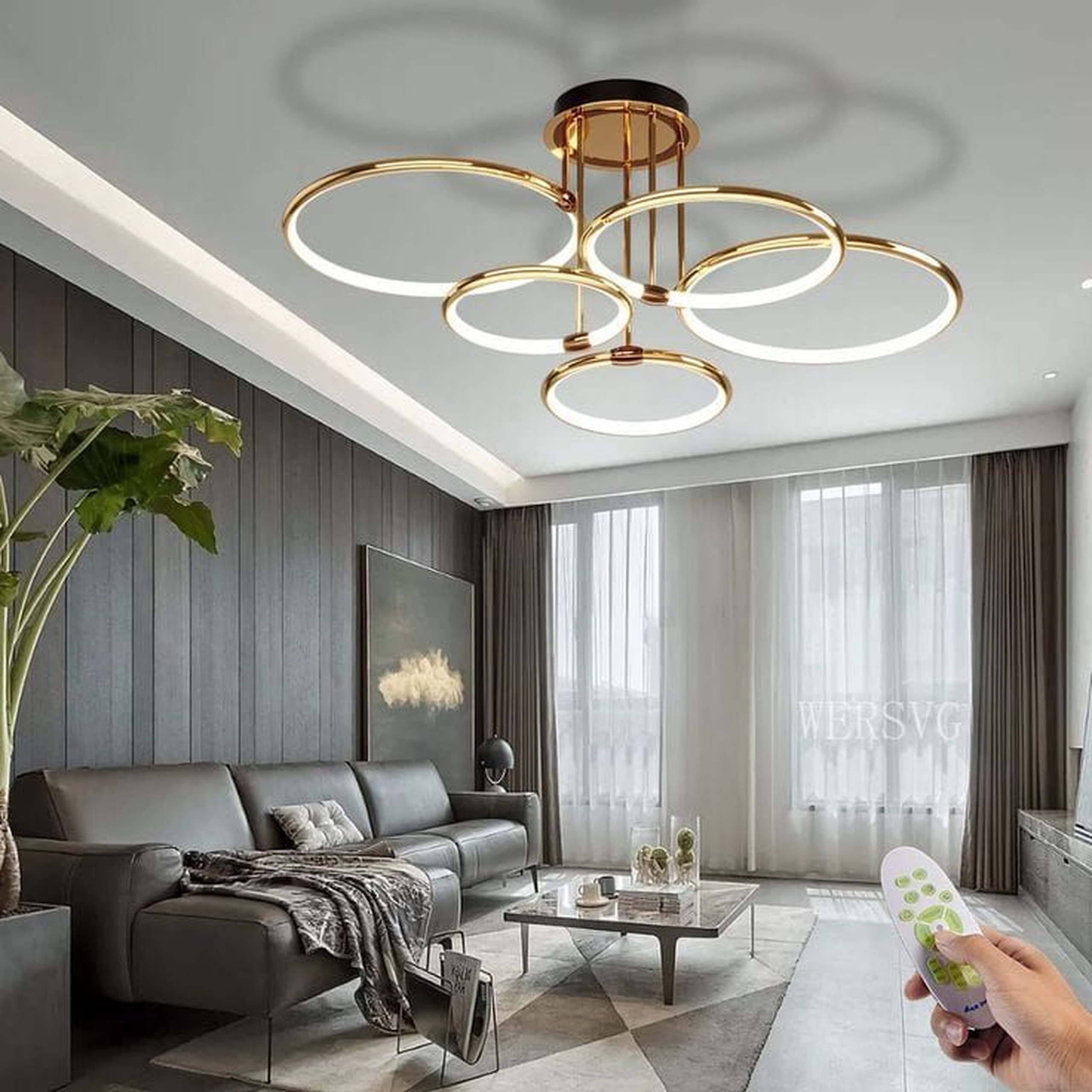 The Olympic Gold Halo Flush Chandelier