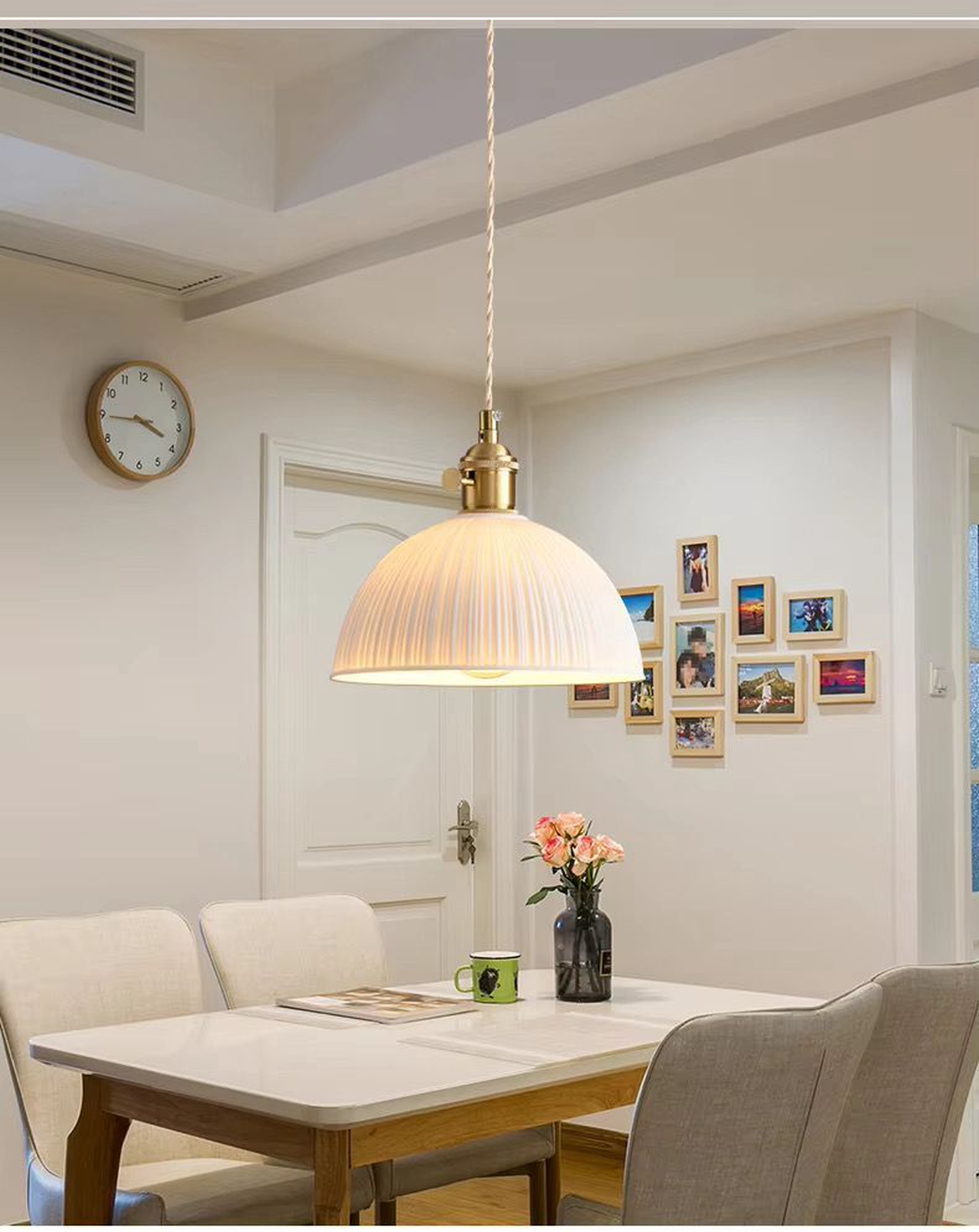 Classic Ribbed Dome Pendant Light with Vintage-Inspired