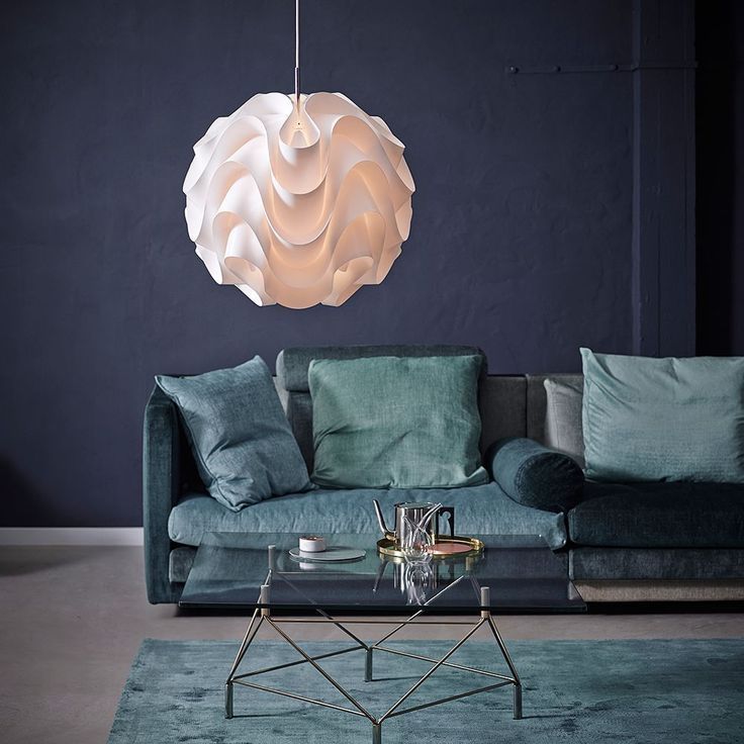 Architectural Tiered Ribbon Pendant Light with Geometric Silhouette