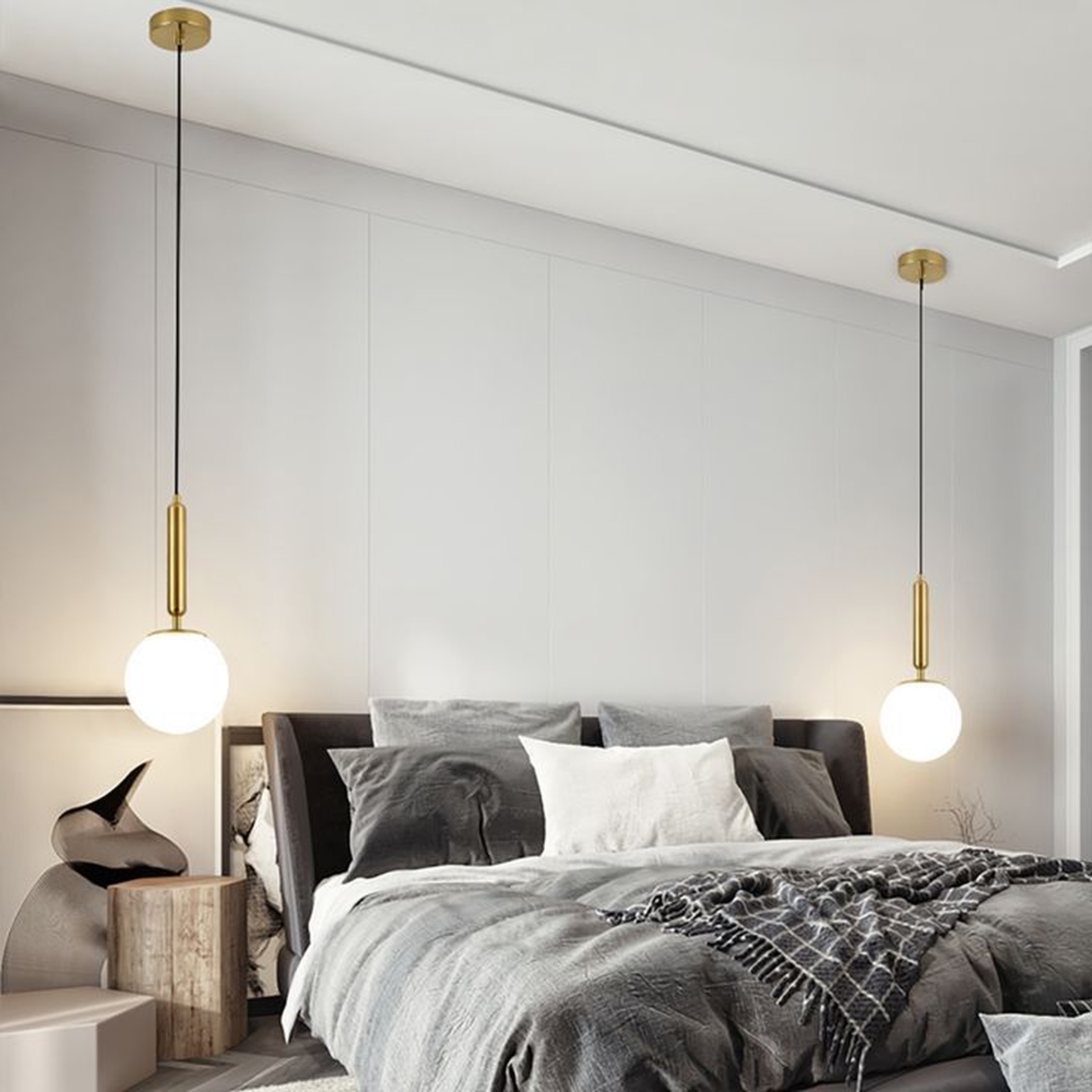 Contemporary Floating Globe Pendant with Slim Circular Frame