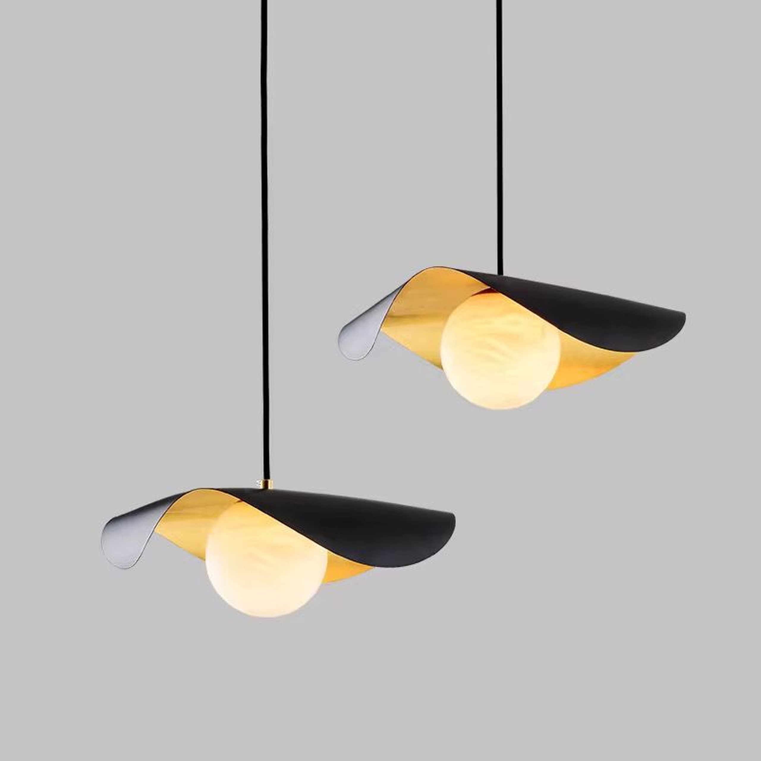 Modern Arched Canopy Pendant with Suspended Luminous Globe