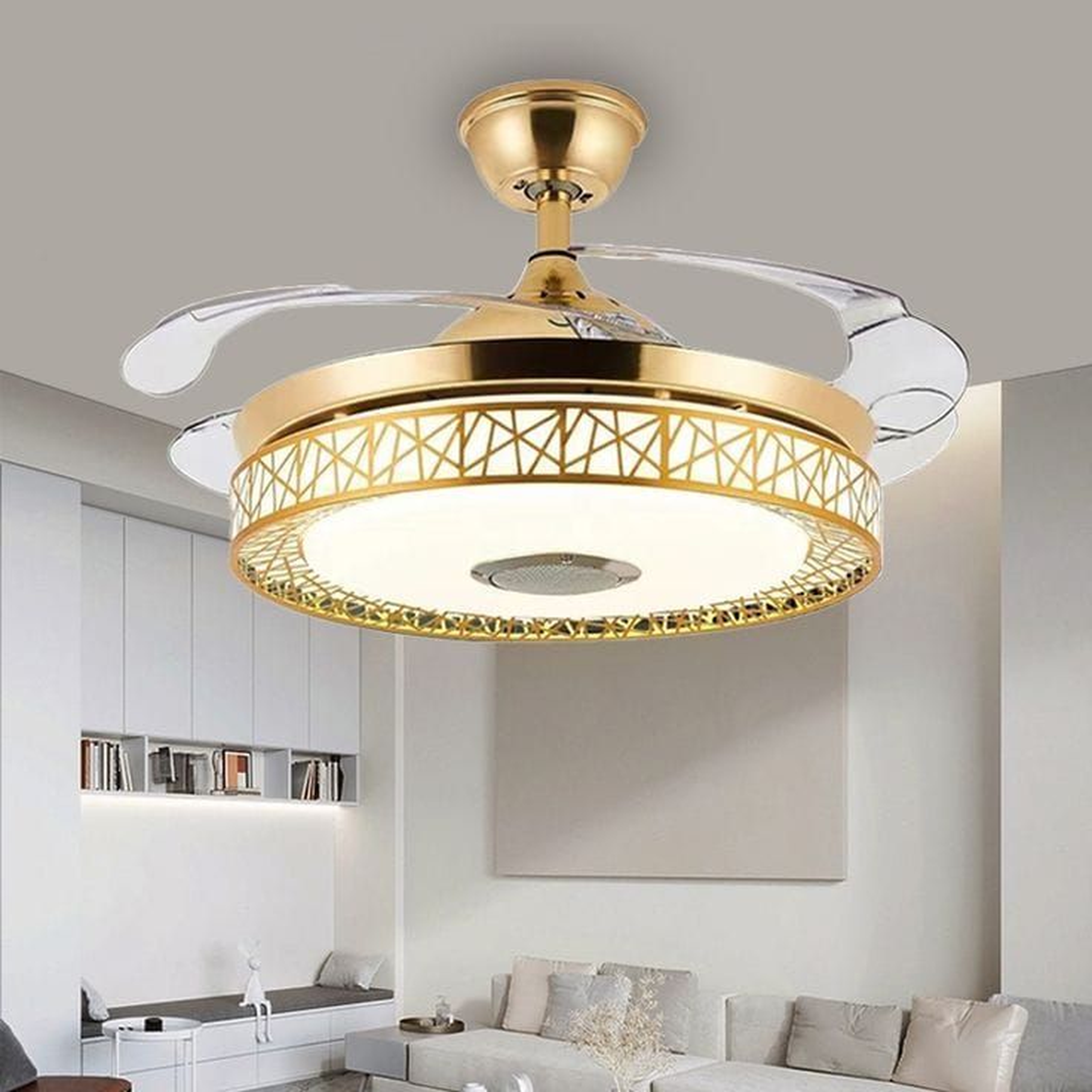 LED Light with Geometric Filigree Trim