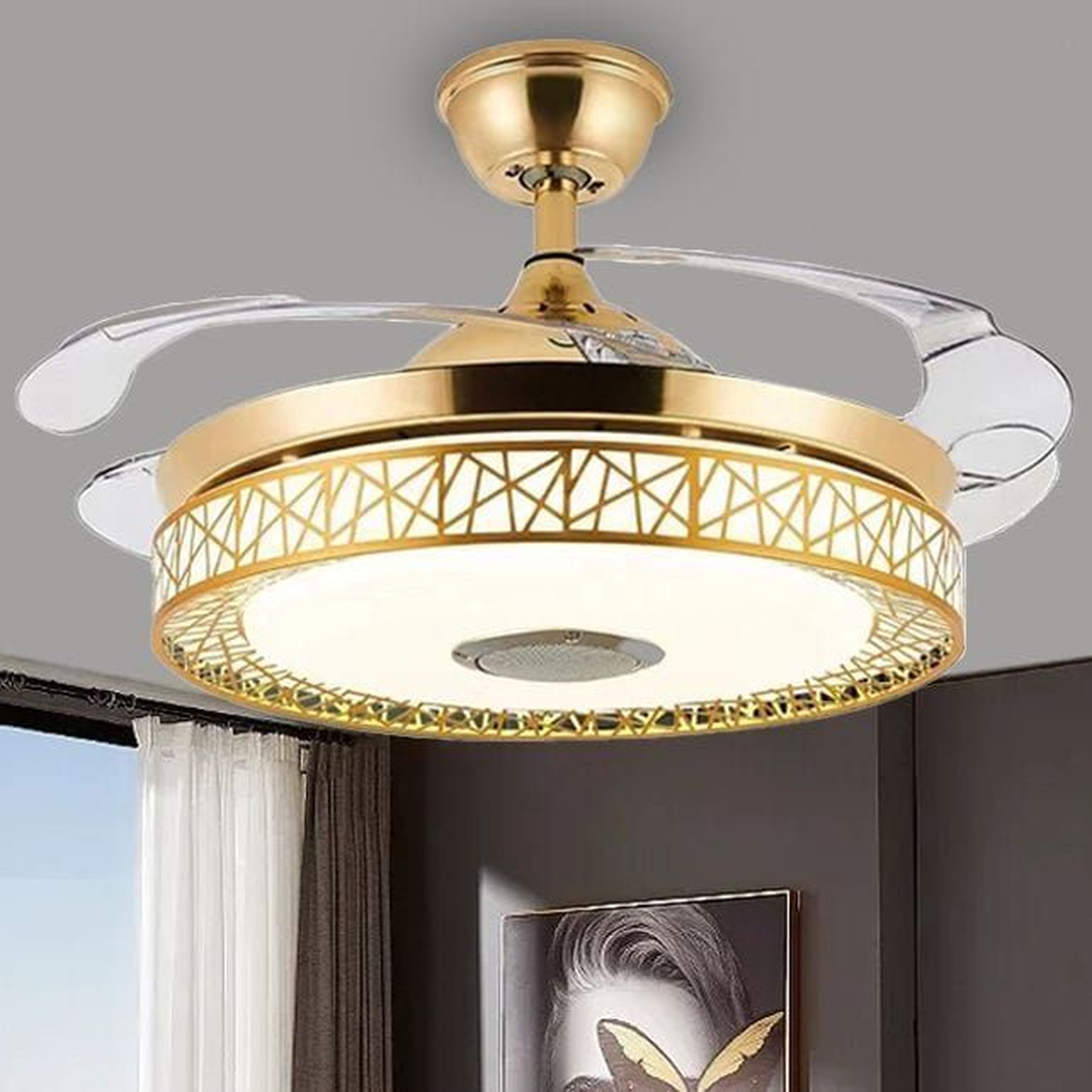 LED Light with Geometric Filigree Trim