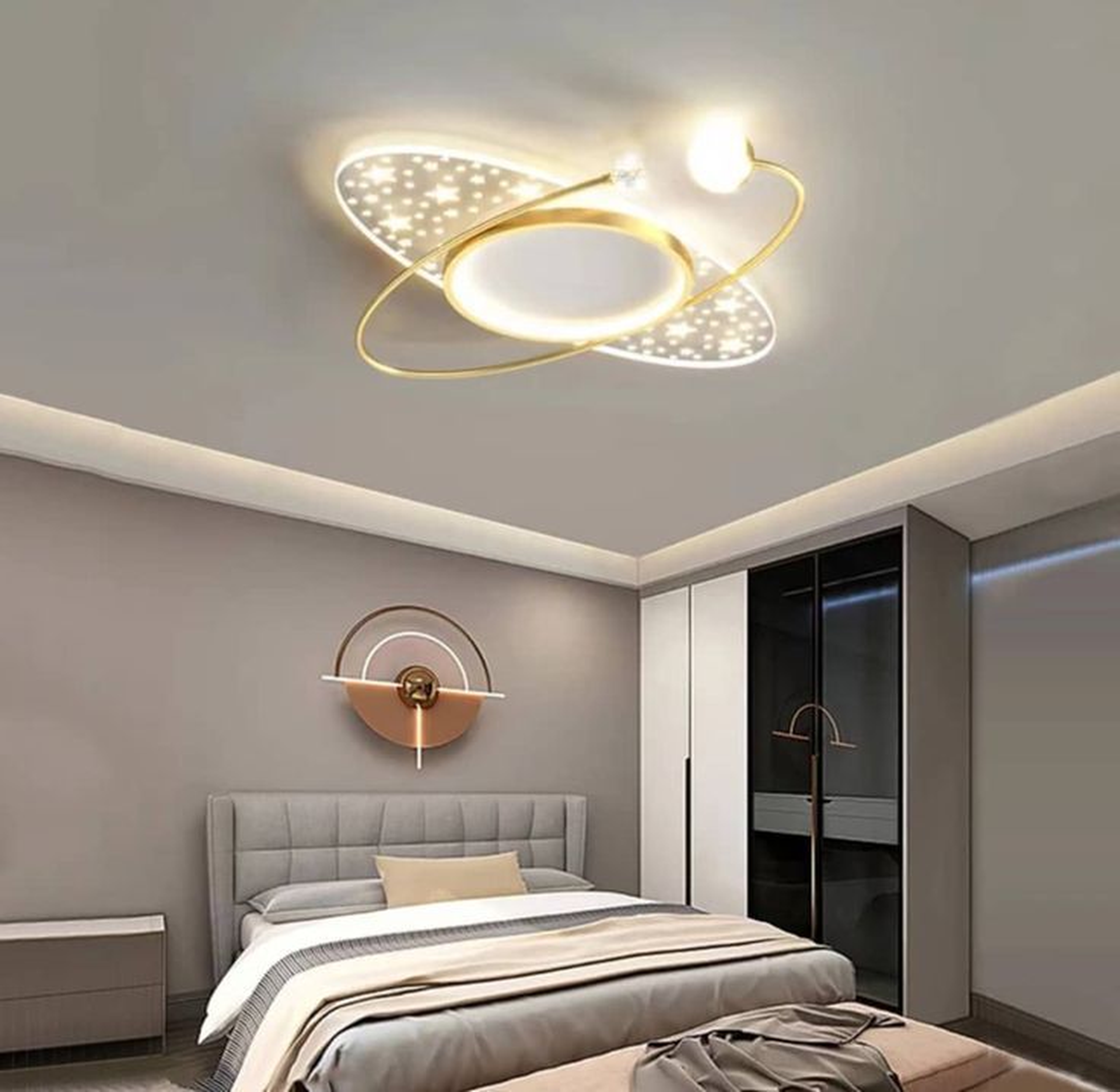 LED Light with Geometric Filigree Trim