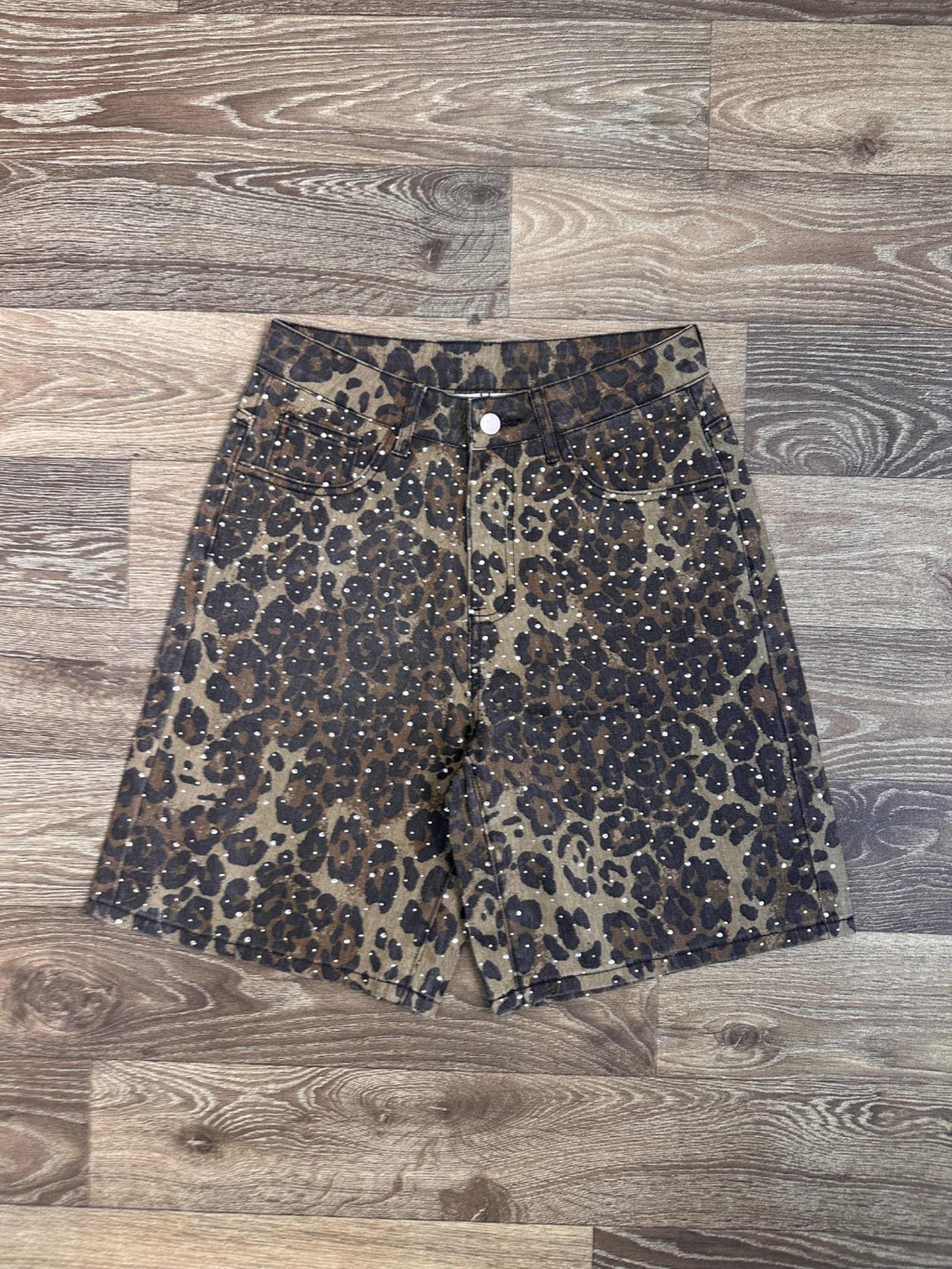 Leopard print Denim shorts