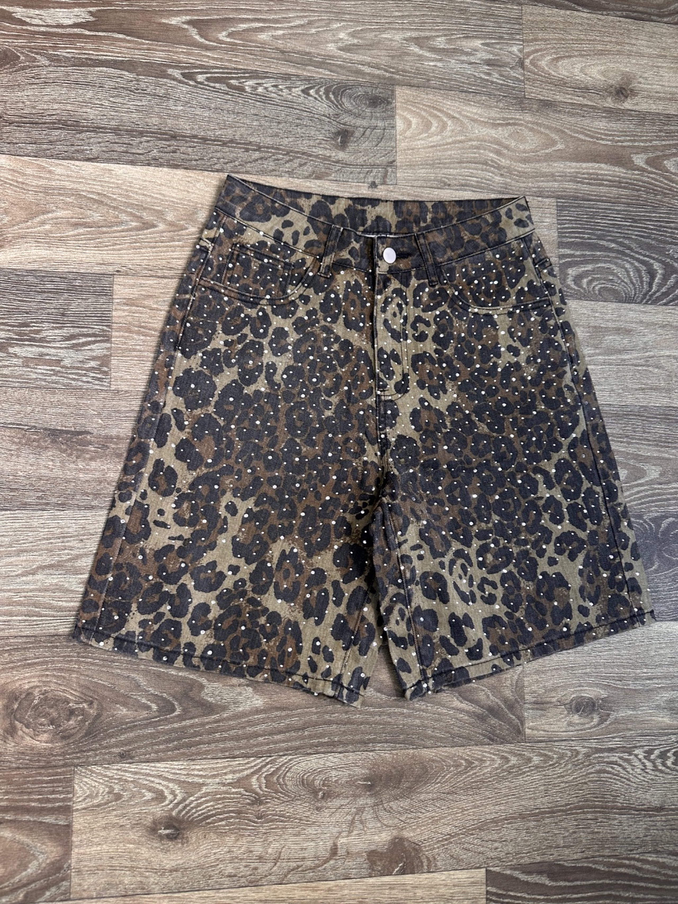 Leopard print Denim shorts