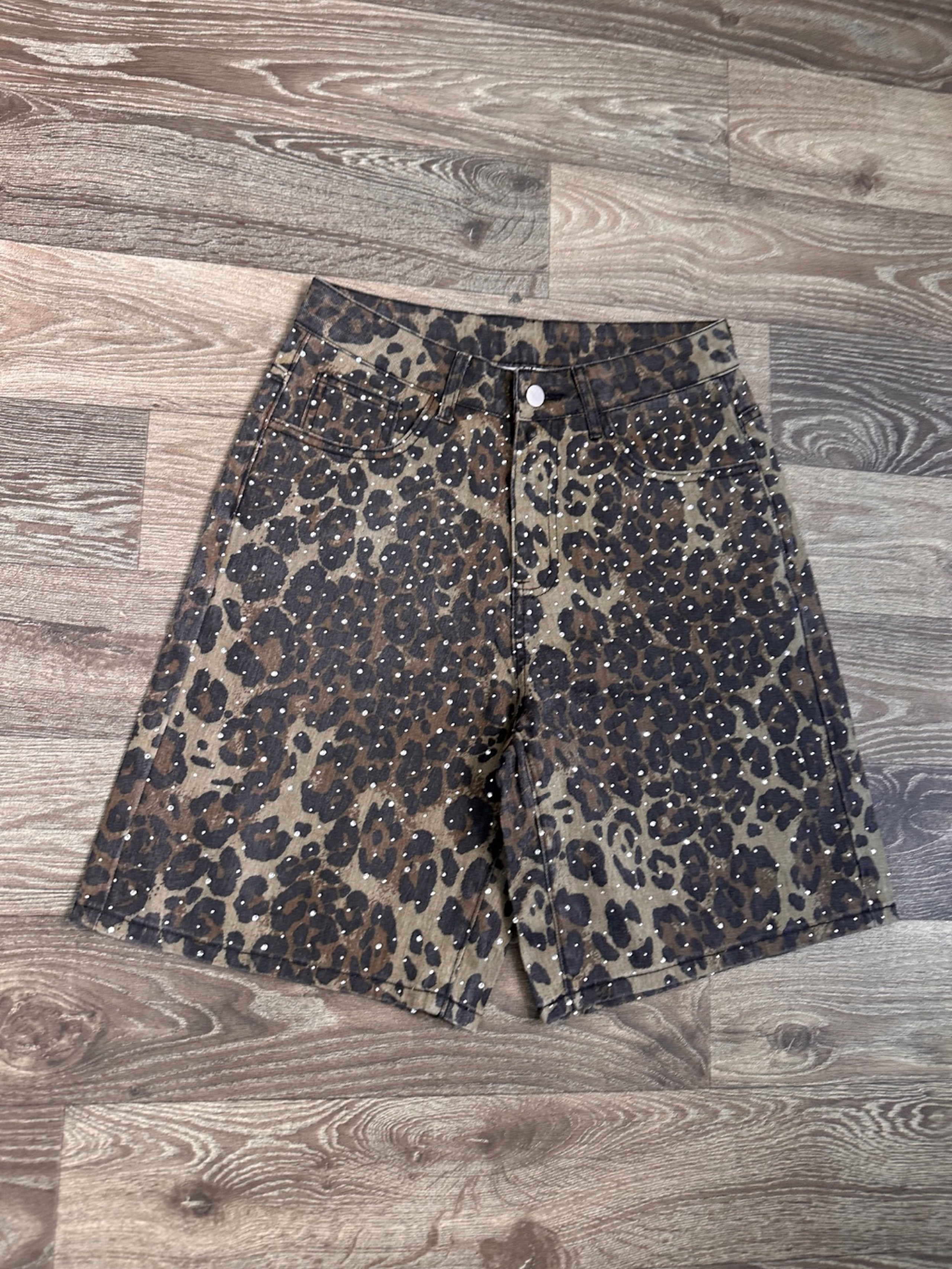 Leopard print Denim shorts