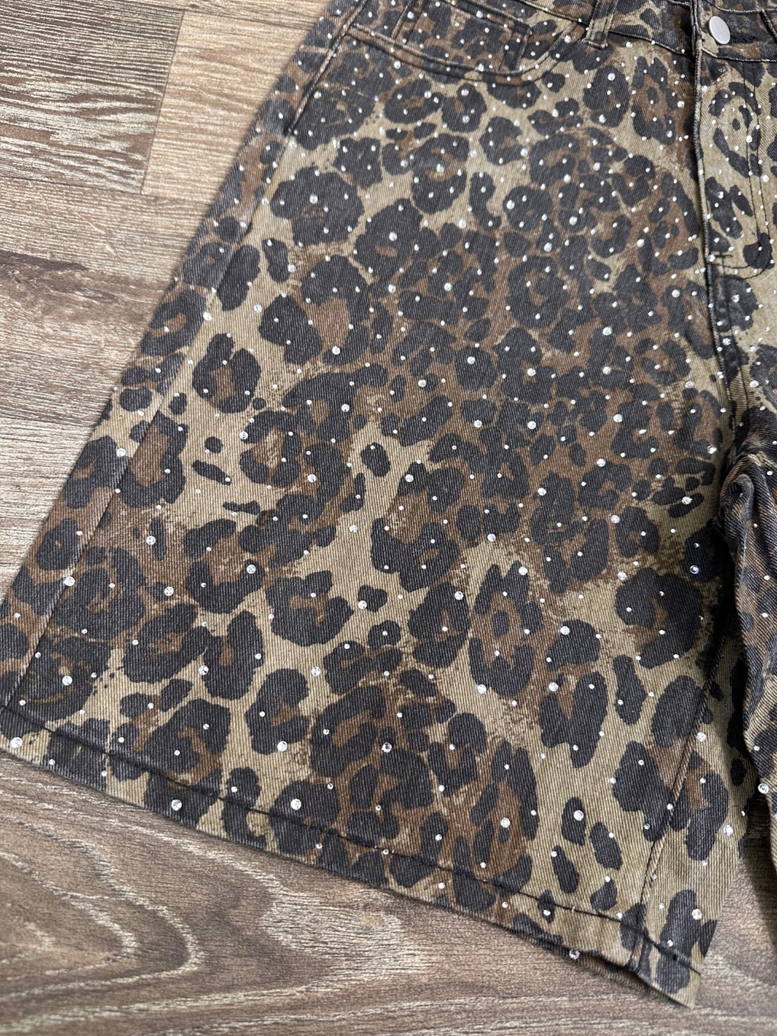 Leopard print Denim shorts