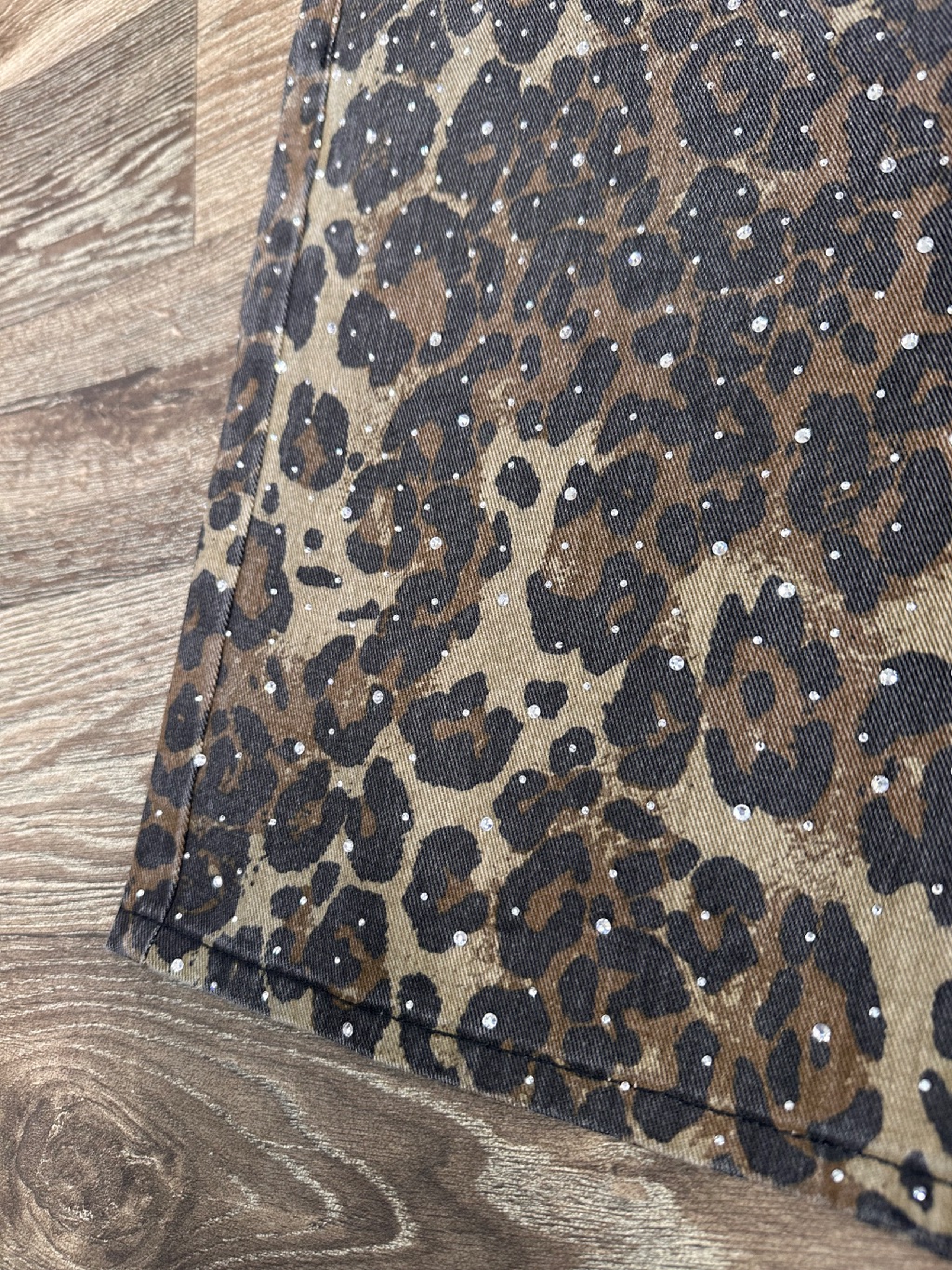 Leopard print Denim shorts