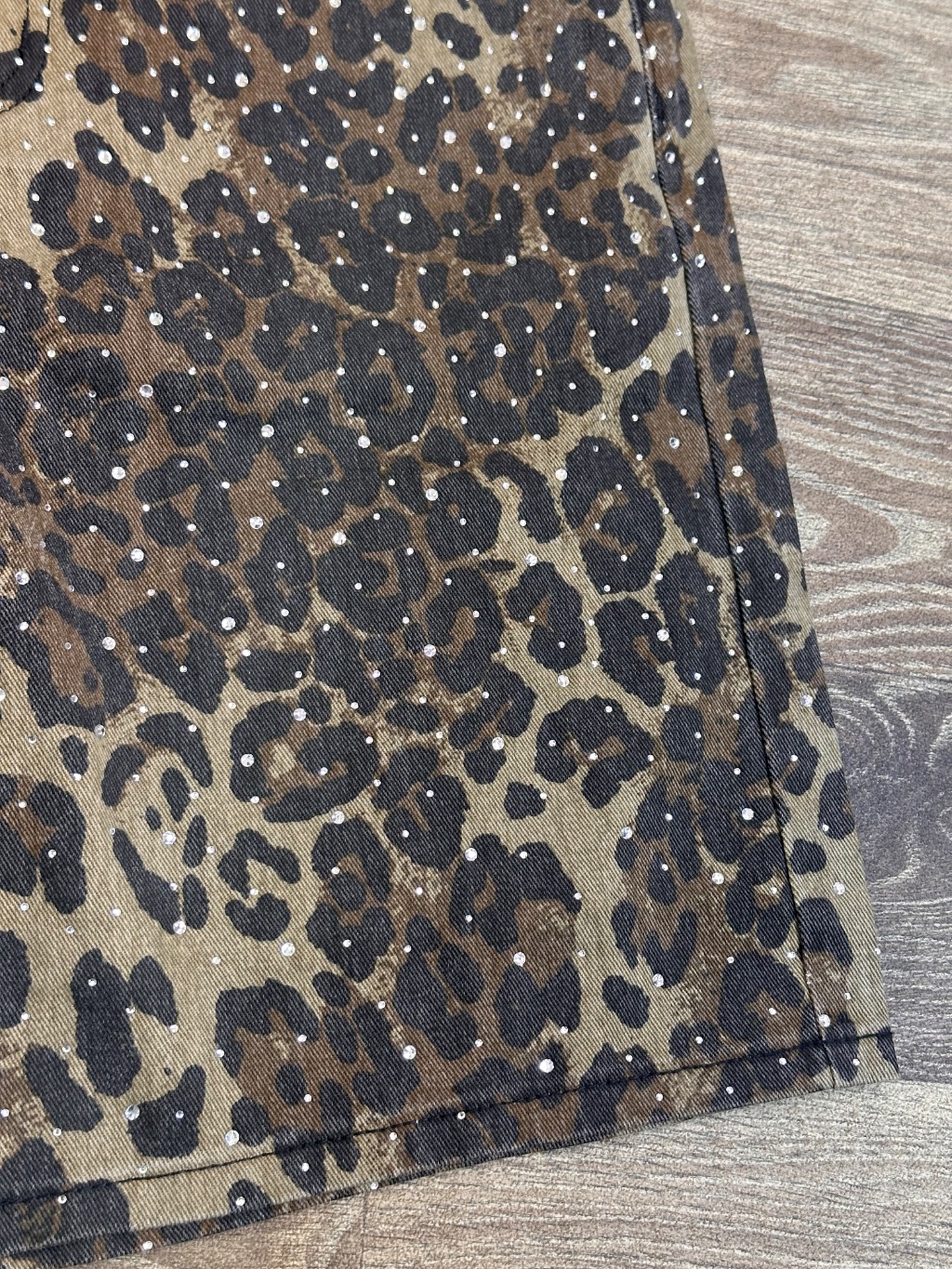 Leopard print Denim shorts