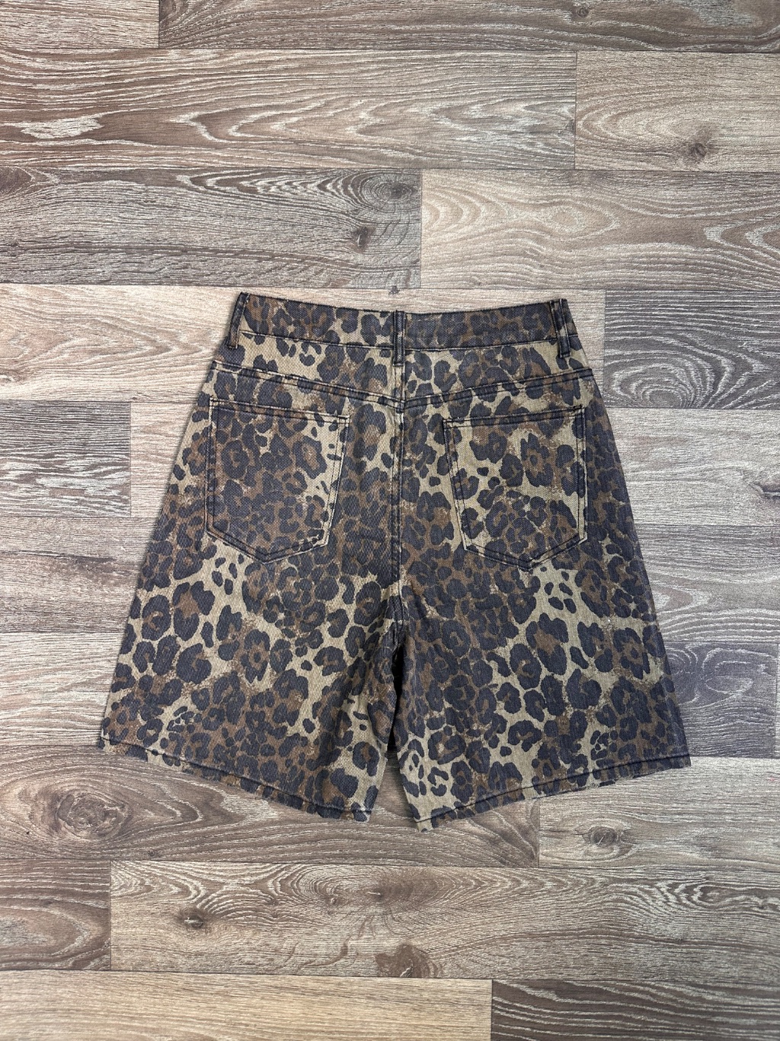 Leopard print Denim shorts