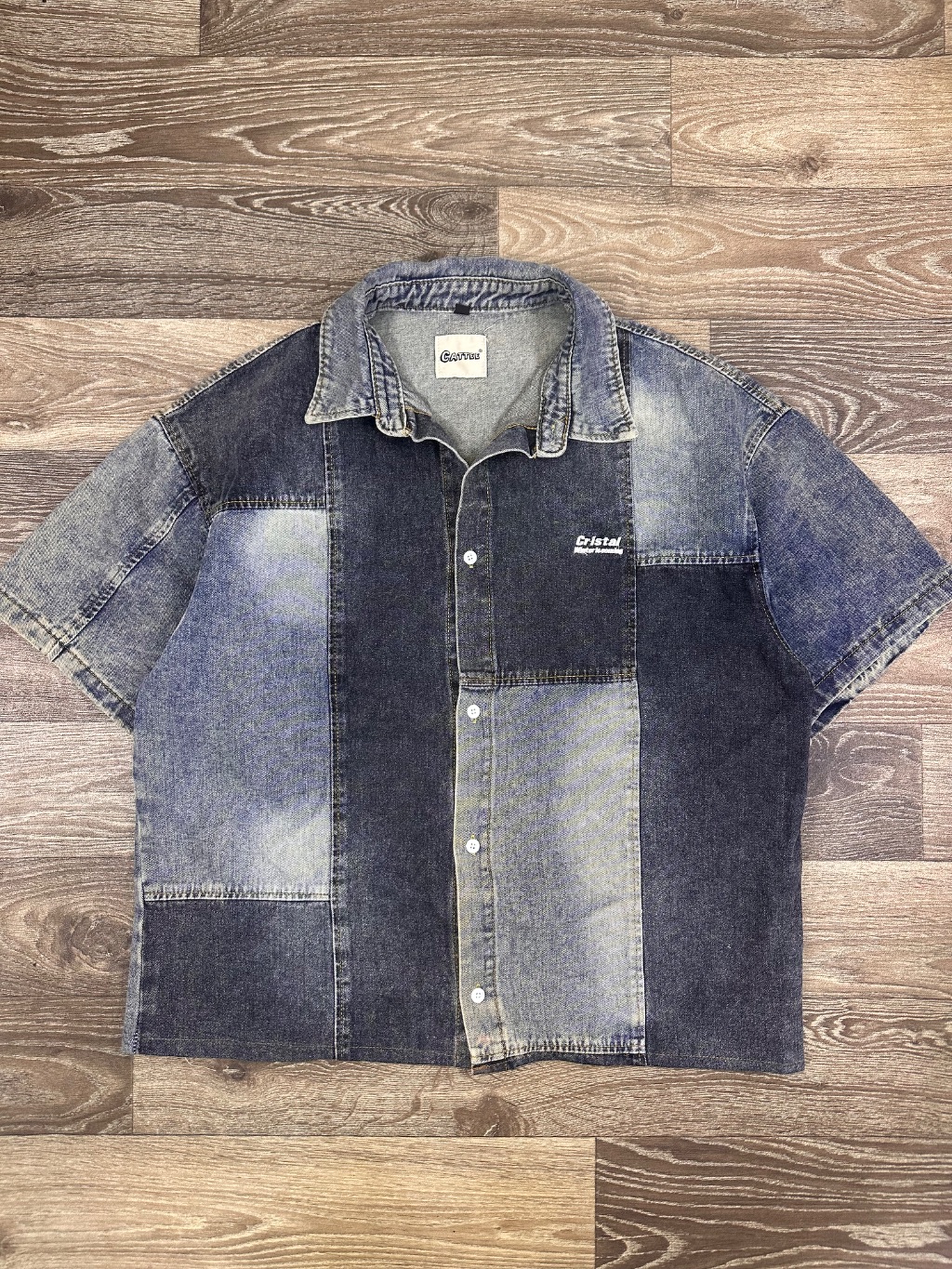 Denim patch boxy fit shirt 