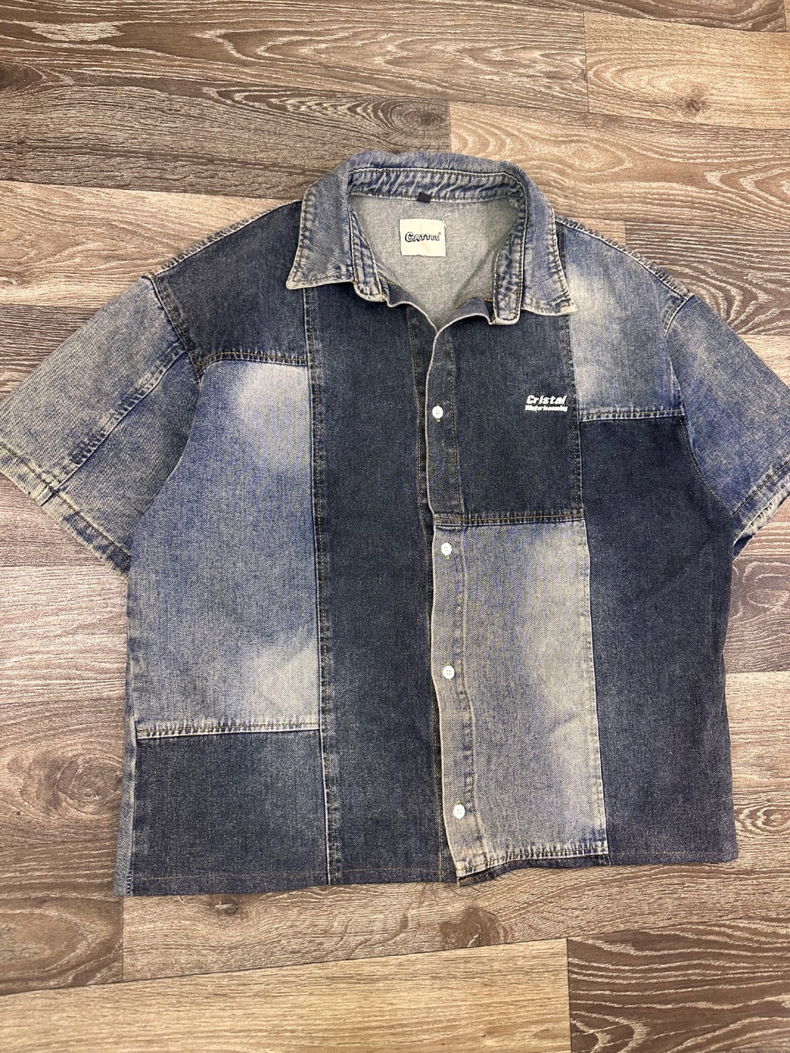 Denim patch boxy fit shirt 
