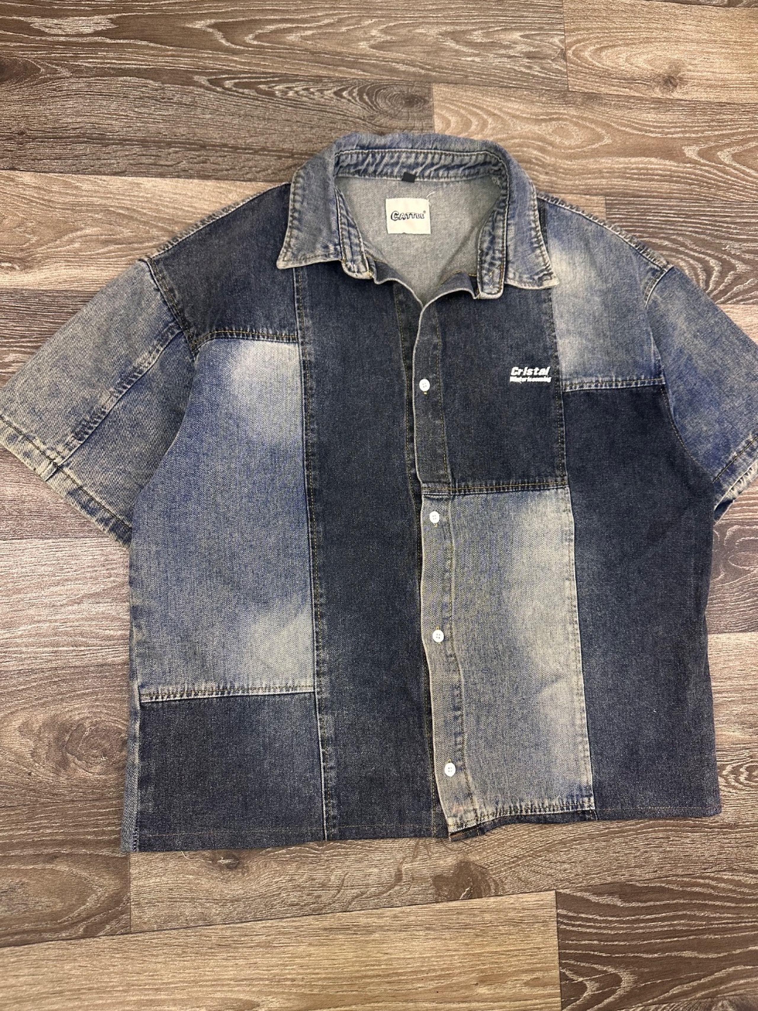 Denim patch boxy fit shirt 