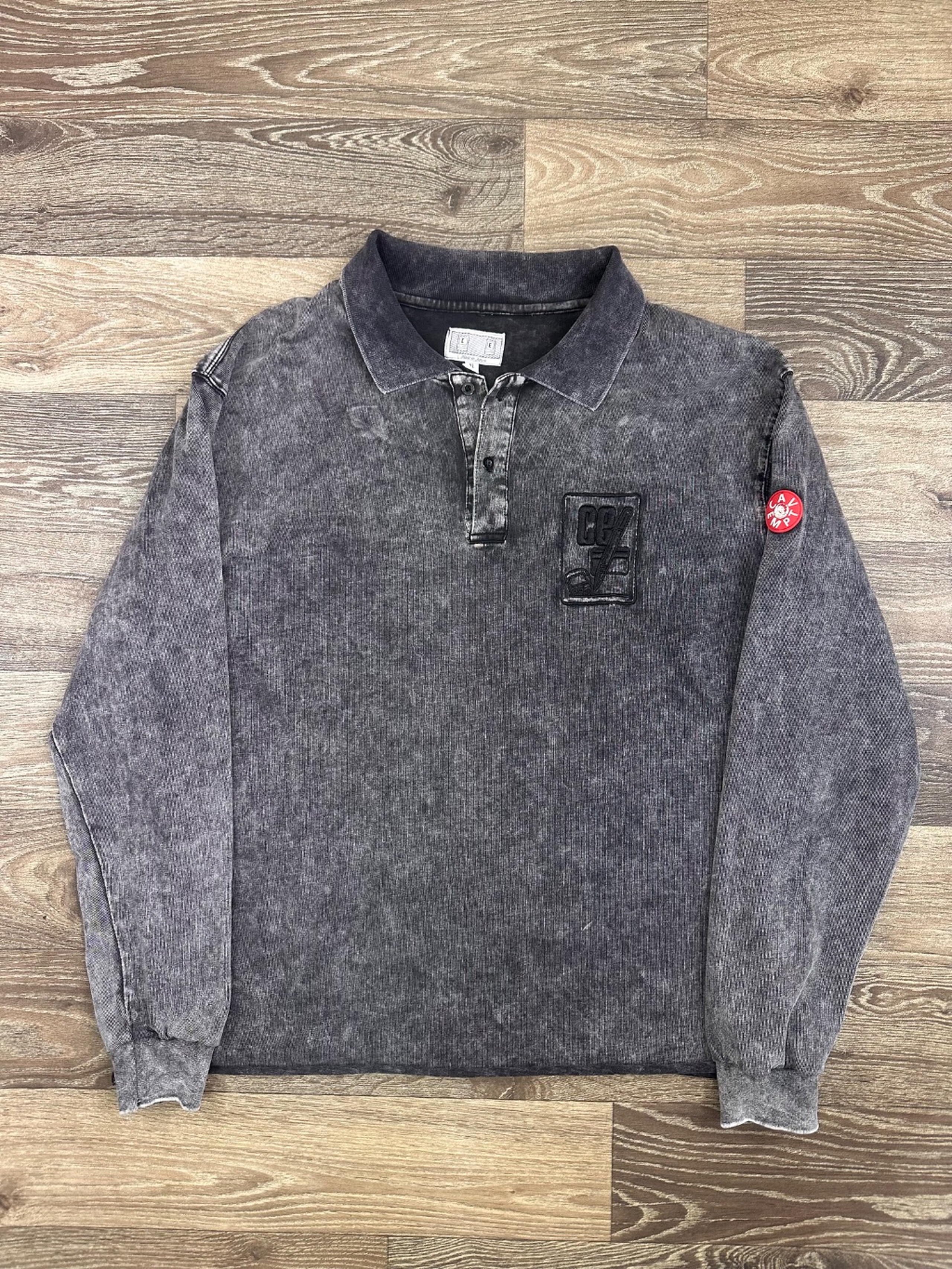 Acid wash collared sweatshirt