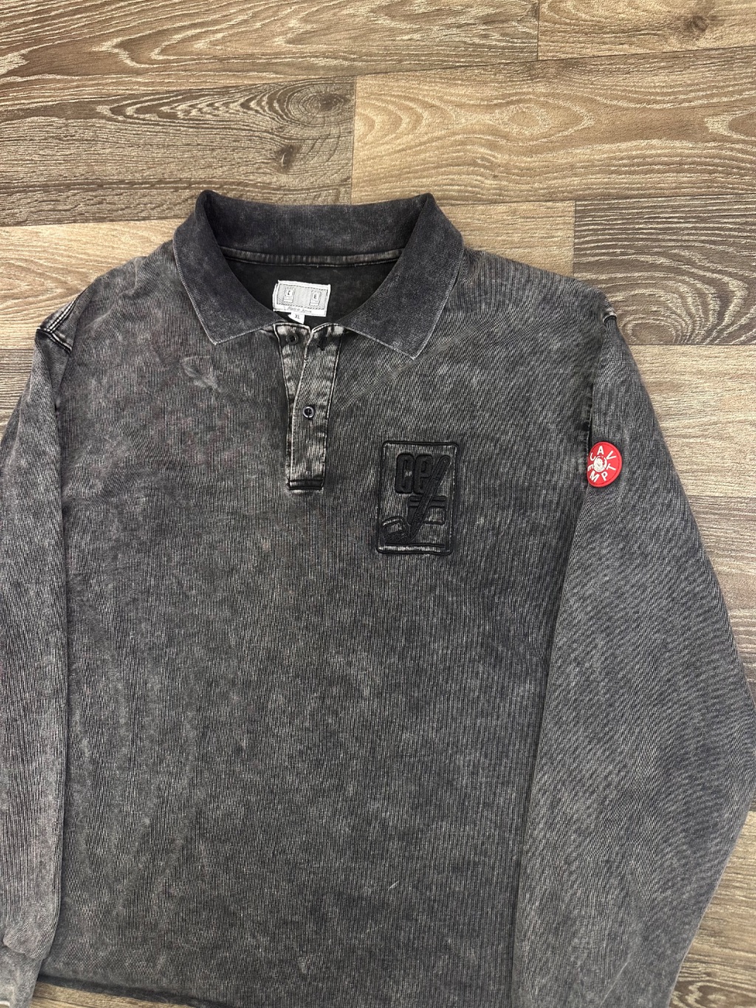 Acid wash collared sweatshirt