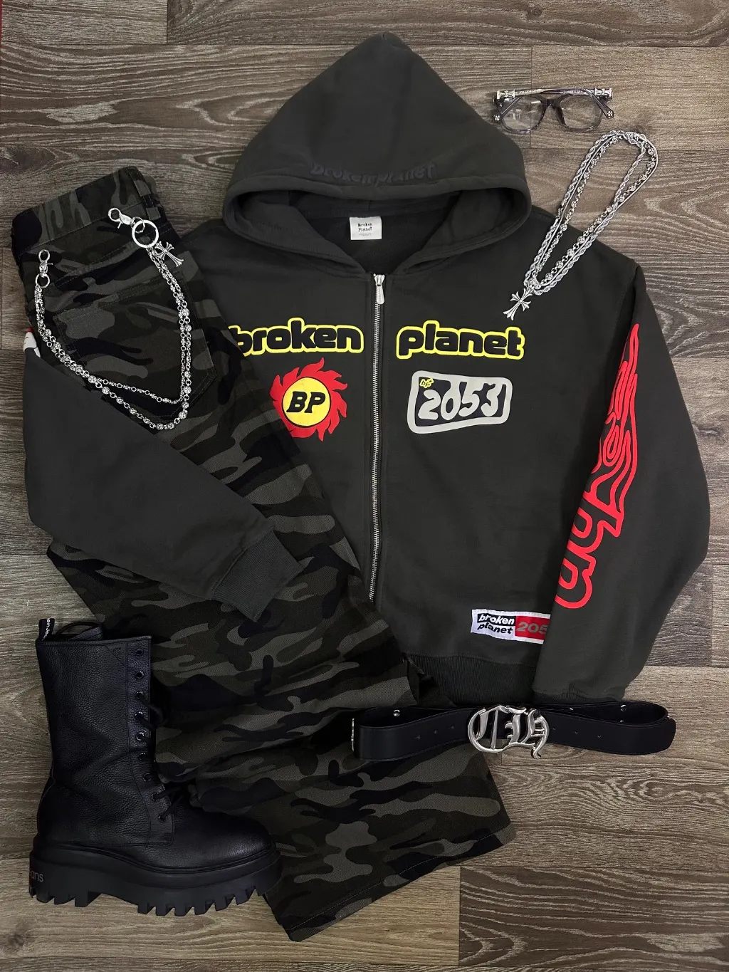 Broken planet zip-up hoodie