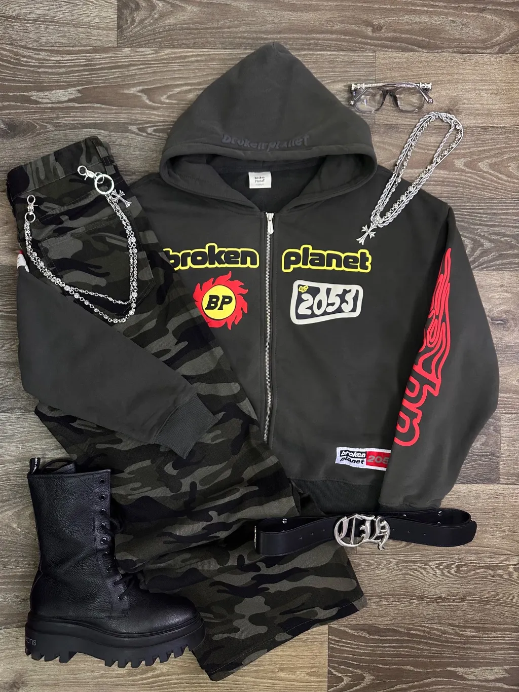 Broken planet zip-up hoodie