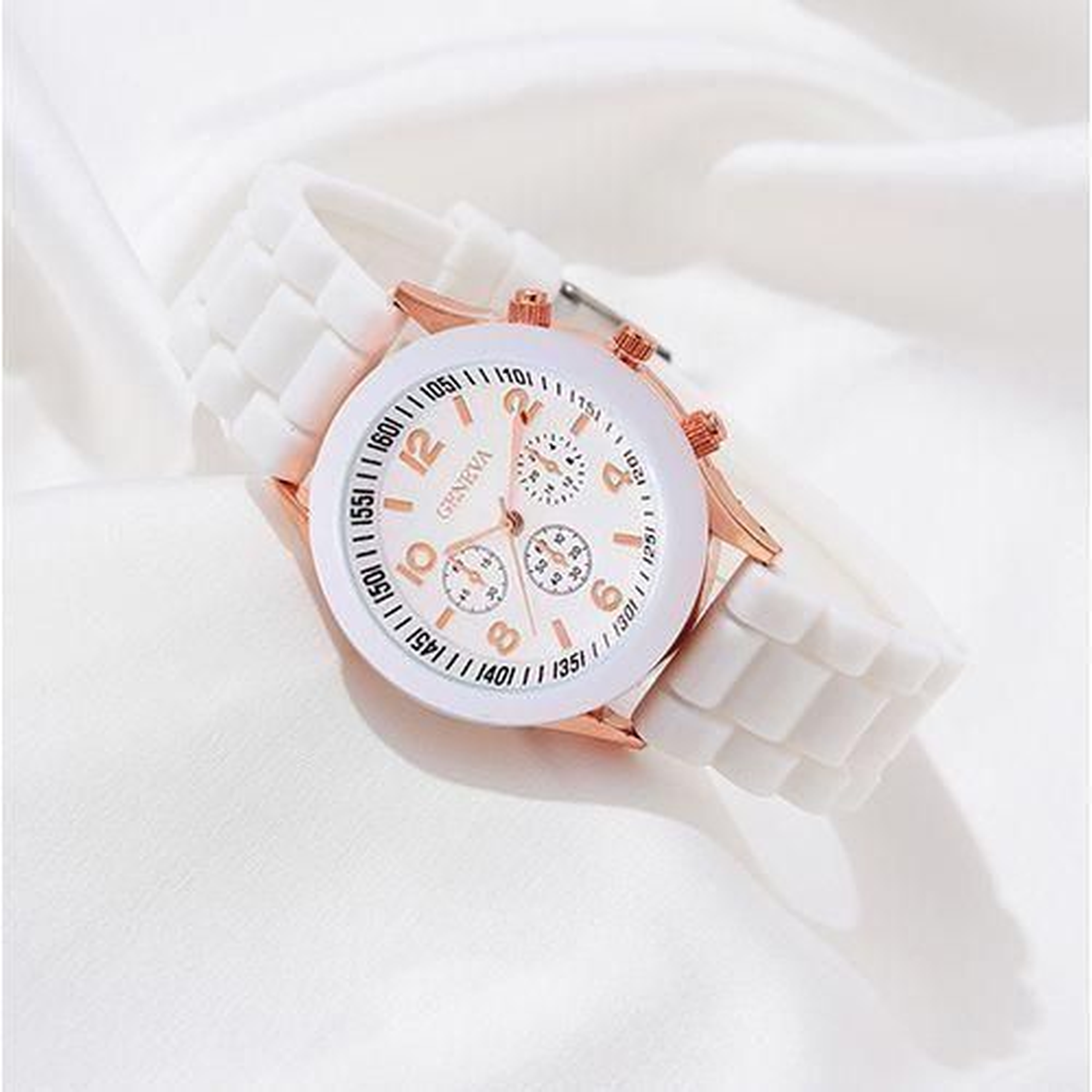 Fashion Three Eyes Couple Watch + Love Bracelet - Black/White