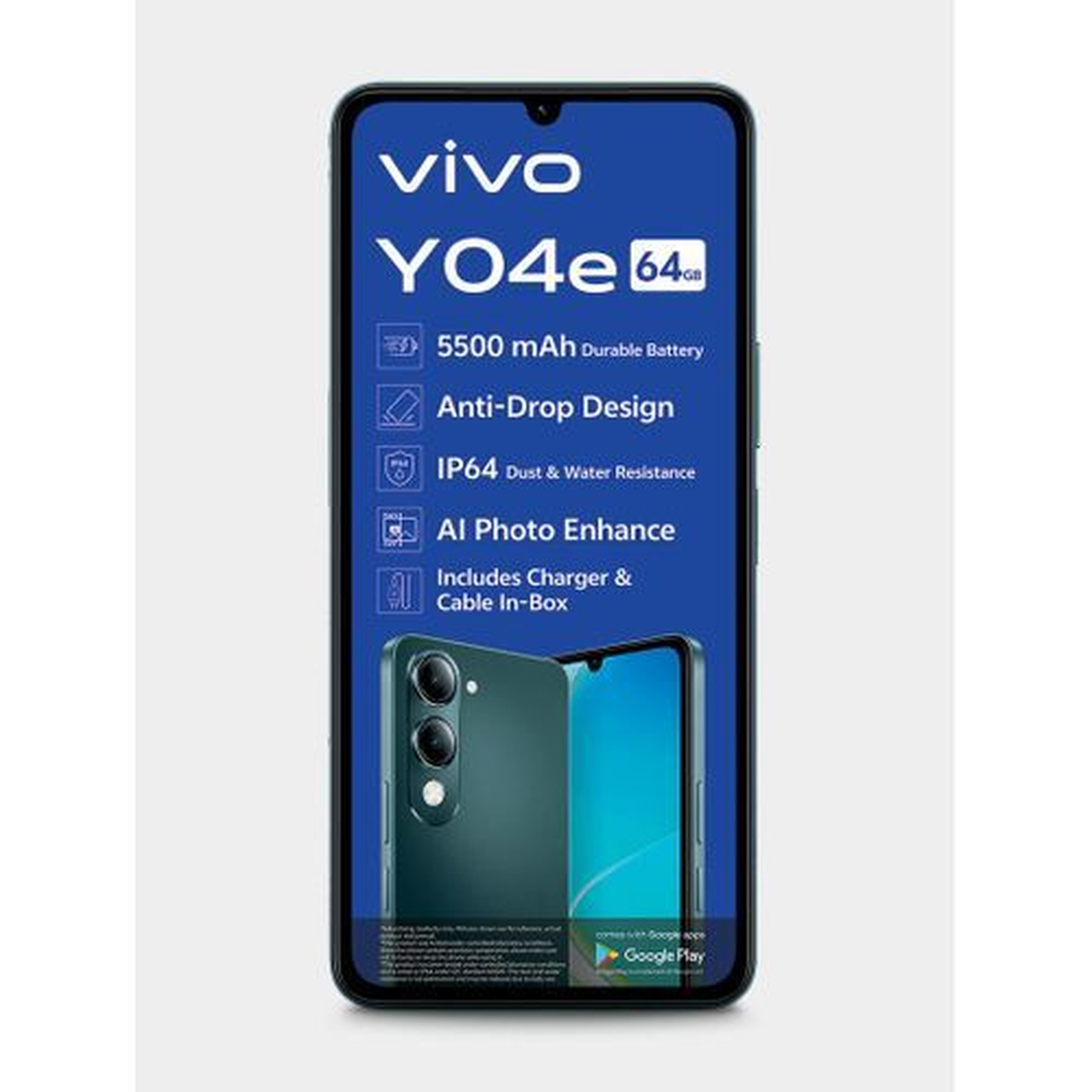 Vivo Y04e 4G, 6.74", 4GB RAM + 64GB Storage (Dual SIM), 5500mAh - Green