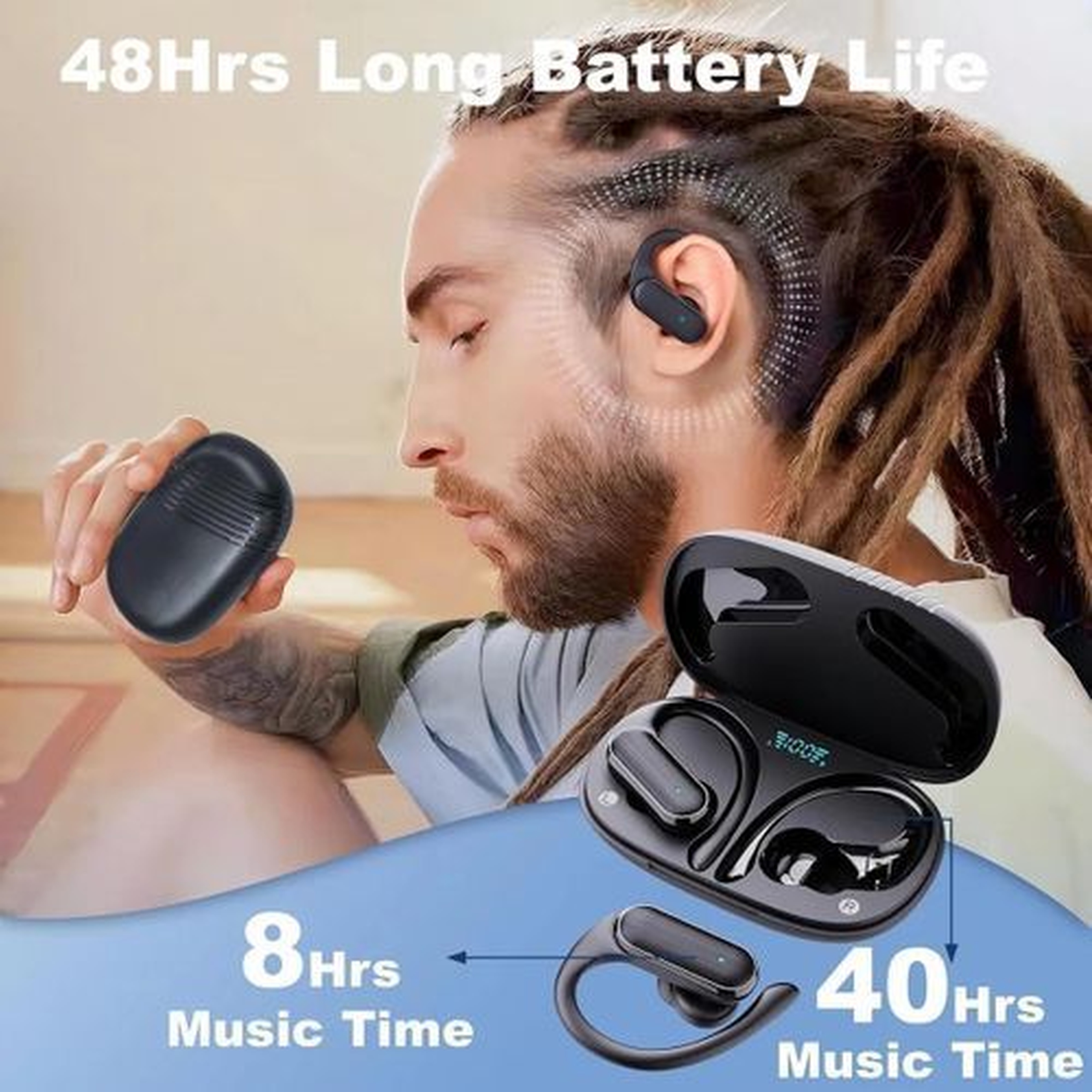 GtyGo Earphones Wireless Bluetooth EarHooks Touch Control Earbuds
