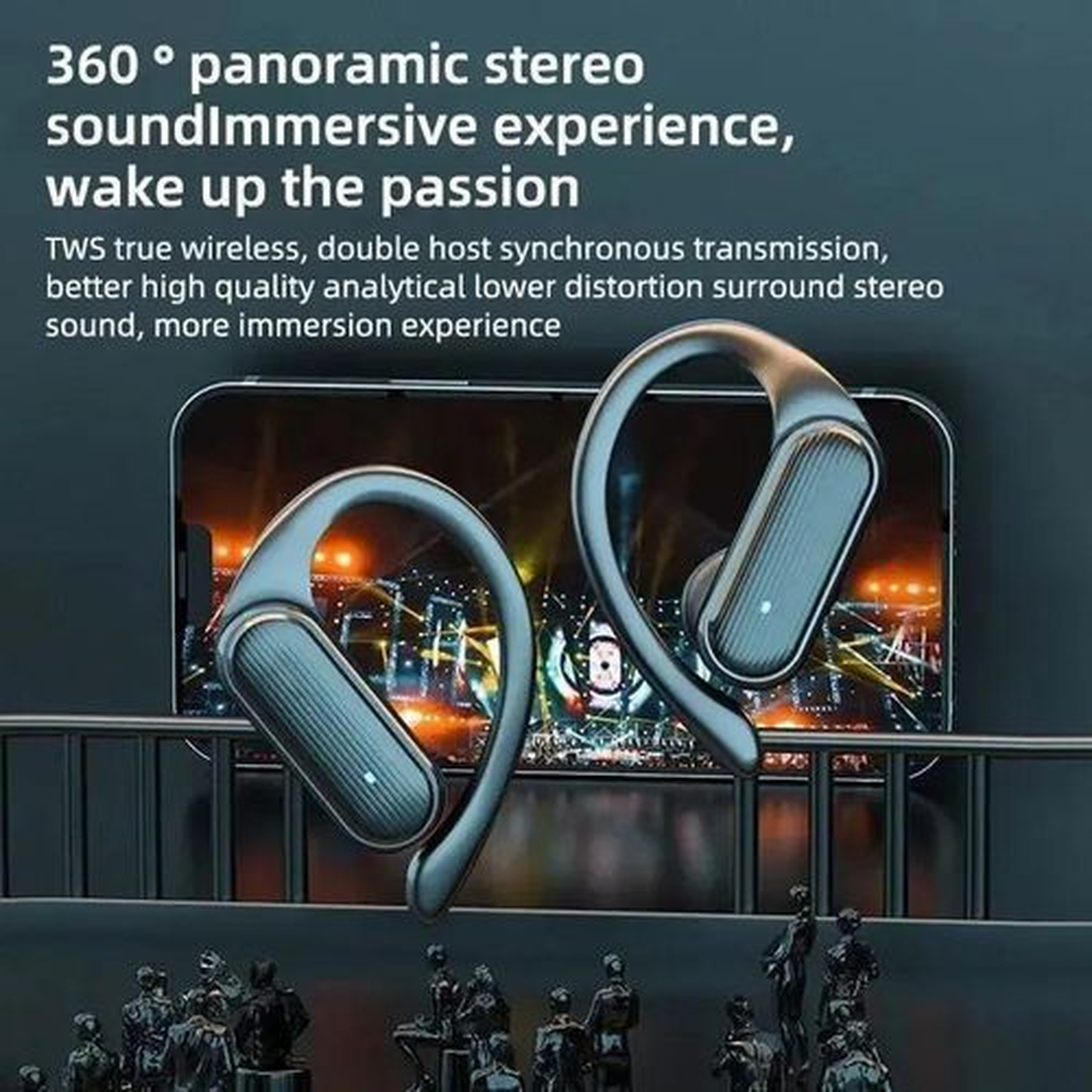 GtyGo Earphones Wireless Bluetooth EarHooks Touch Control Earbuds