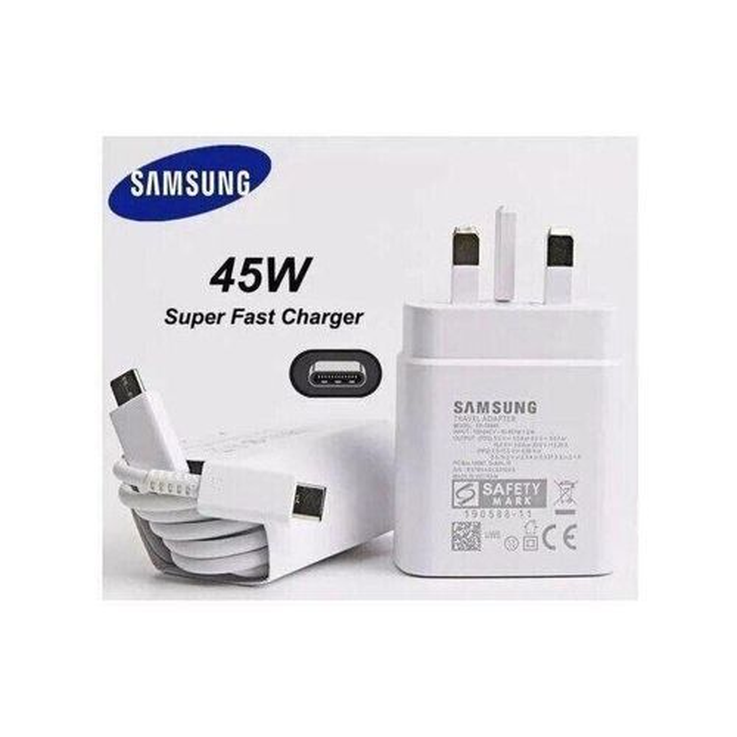 Samsung Super Fast 45W USB C Charger Adapter For Type C Devices.