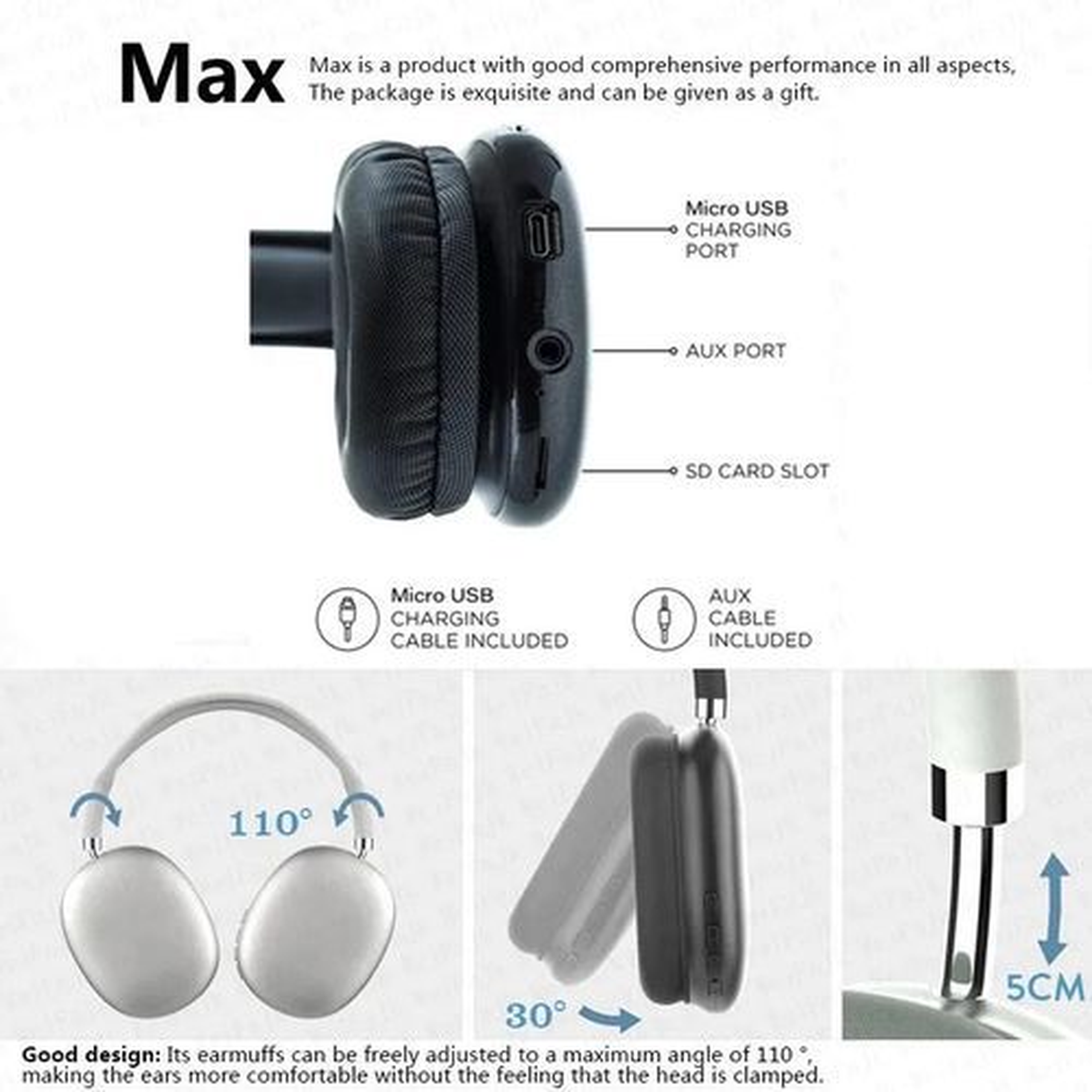 RichRipple P9 Bluetooth Headsets Hi-Fi Stereo Noise Reduction Headphone
