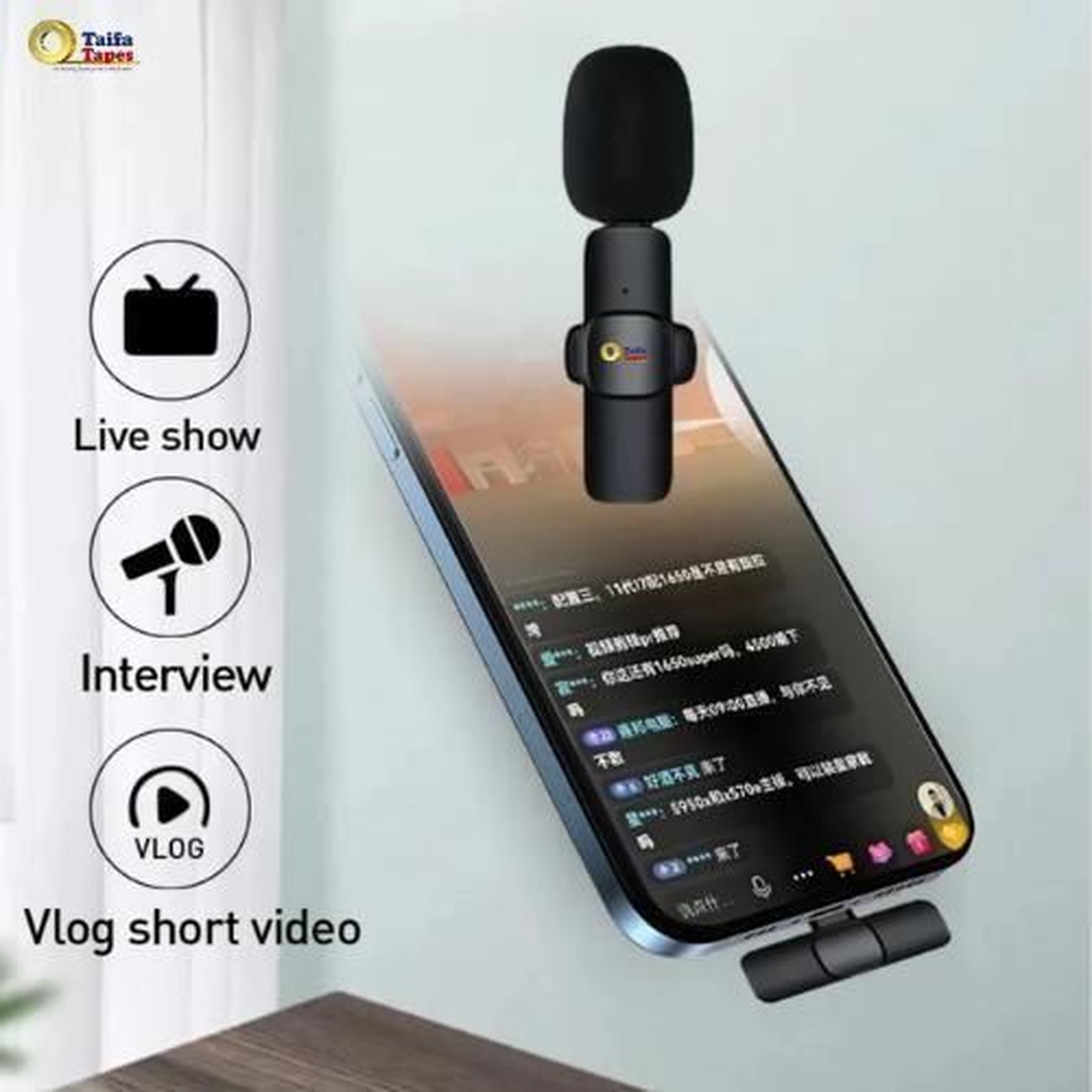 Wireless Lavalier Mini Microphone Duo with USB C & Lightning - Noise Cancelation Audio for Vlogging, Interviews & Online Content, 2 in 1 Mic Type C / iPhone IOS