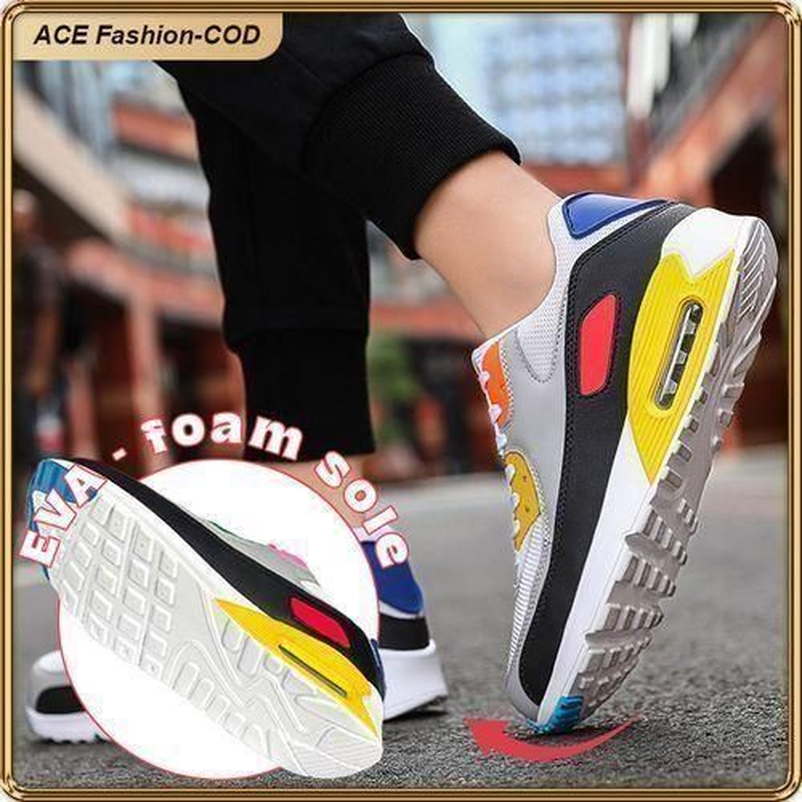 ASHION KQ Premium Unisex Sneakers With Breathable Mesh PU Cushion Sole Anti-Slip Design