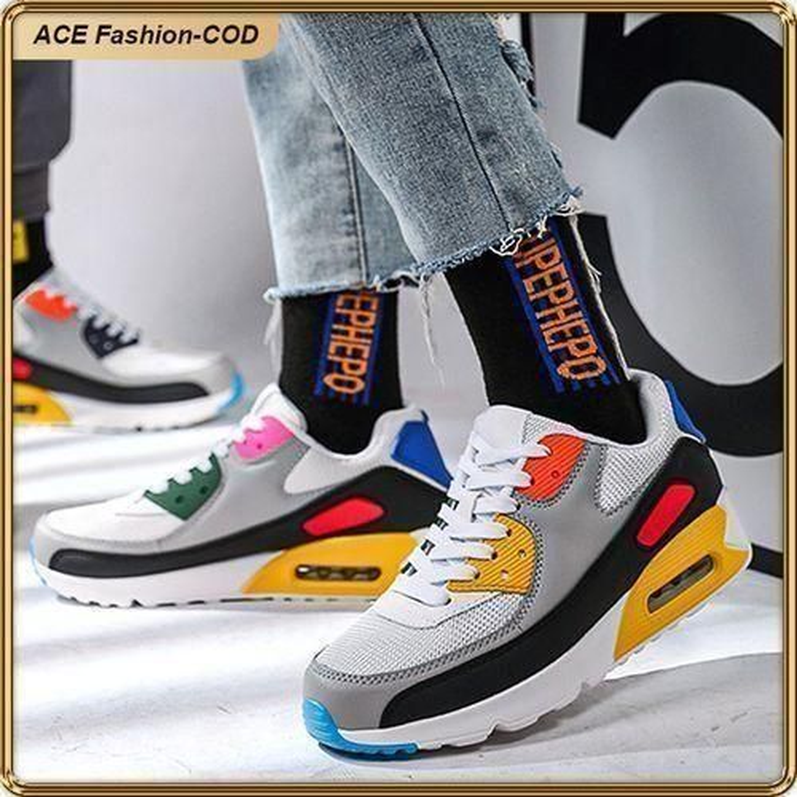 ASHION KQ Premium Unisex Sneakers With Breathable Mesh PU Cushion Sole Anti-Slip Design