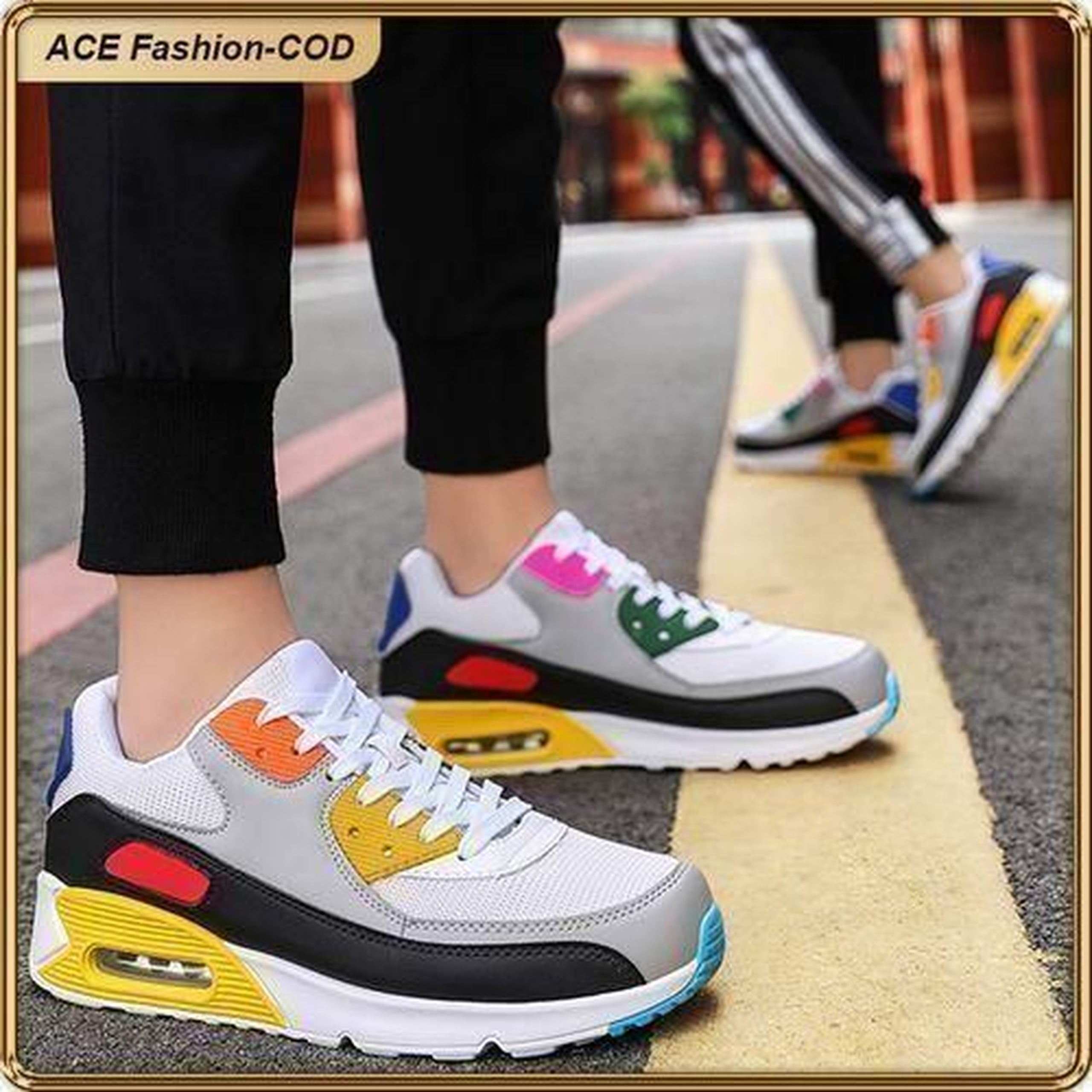 ASHION KQ Premium Unisex Sneakers With Breathable Mesh PU Cushion Sole Anti-Slip Design