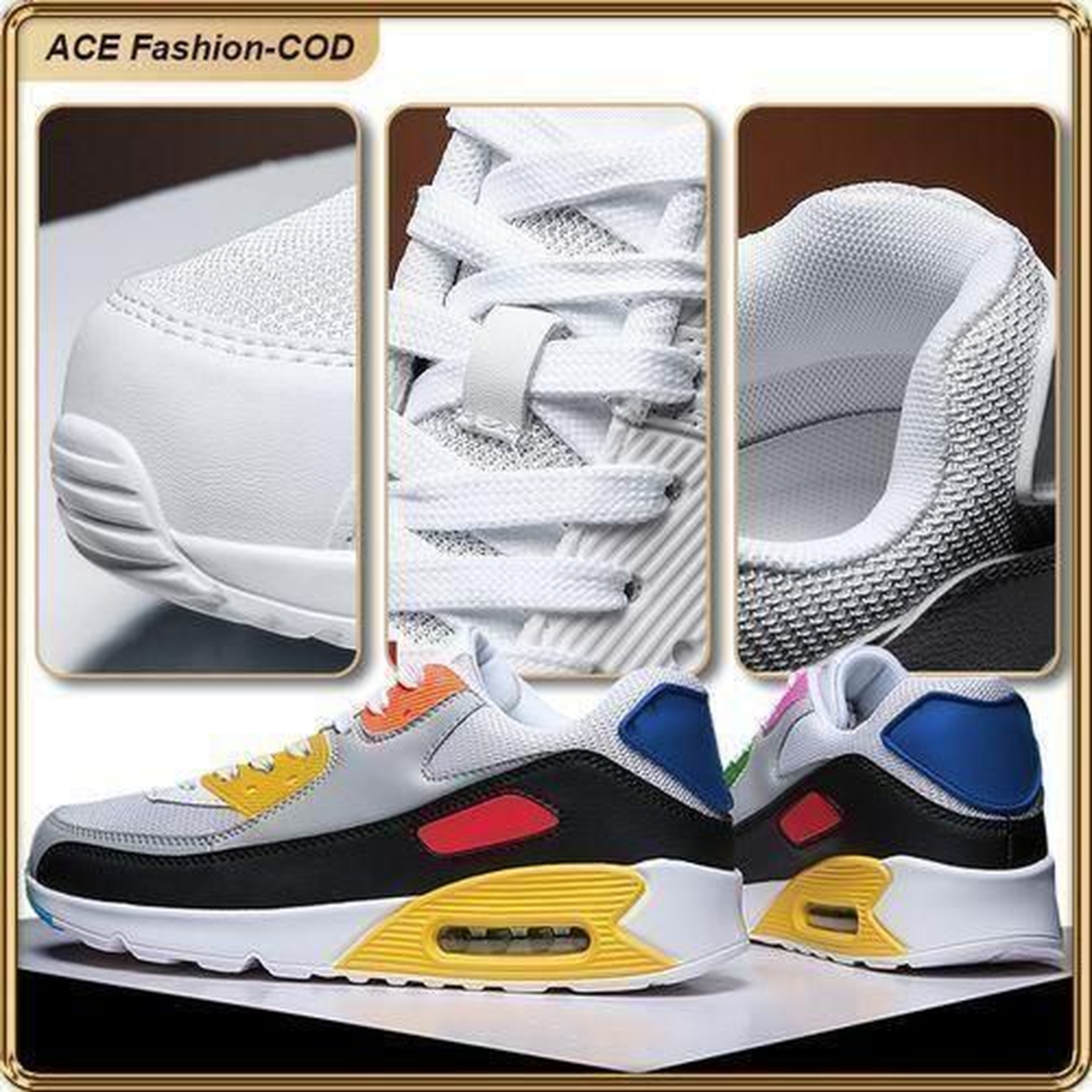 ASHION KQ Premium Unisex Sneakers With Breathable Mesh PU Cushion Sole Anti-Slip Design