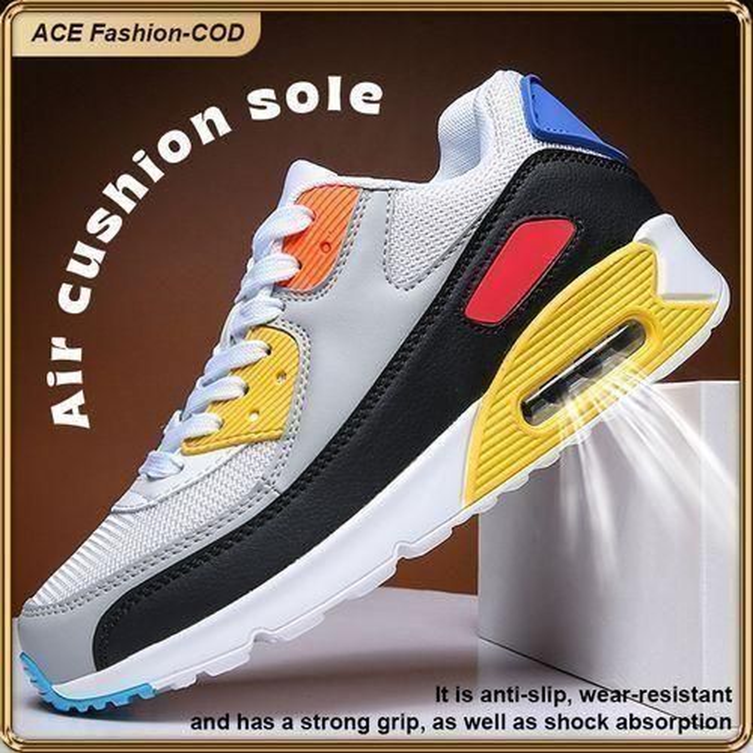 ASHION KQ Premium Unisex Sneakers With Breathable Mesh PU Cushion Sole Anti-Slip Design