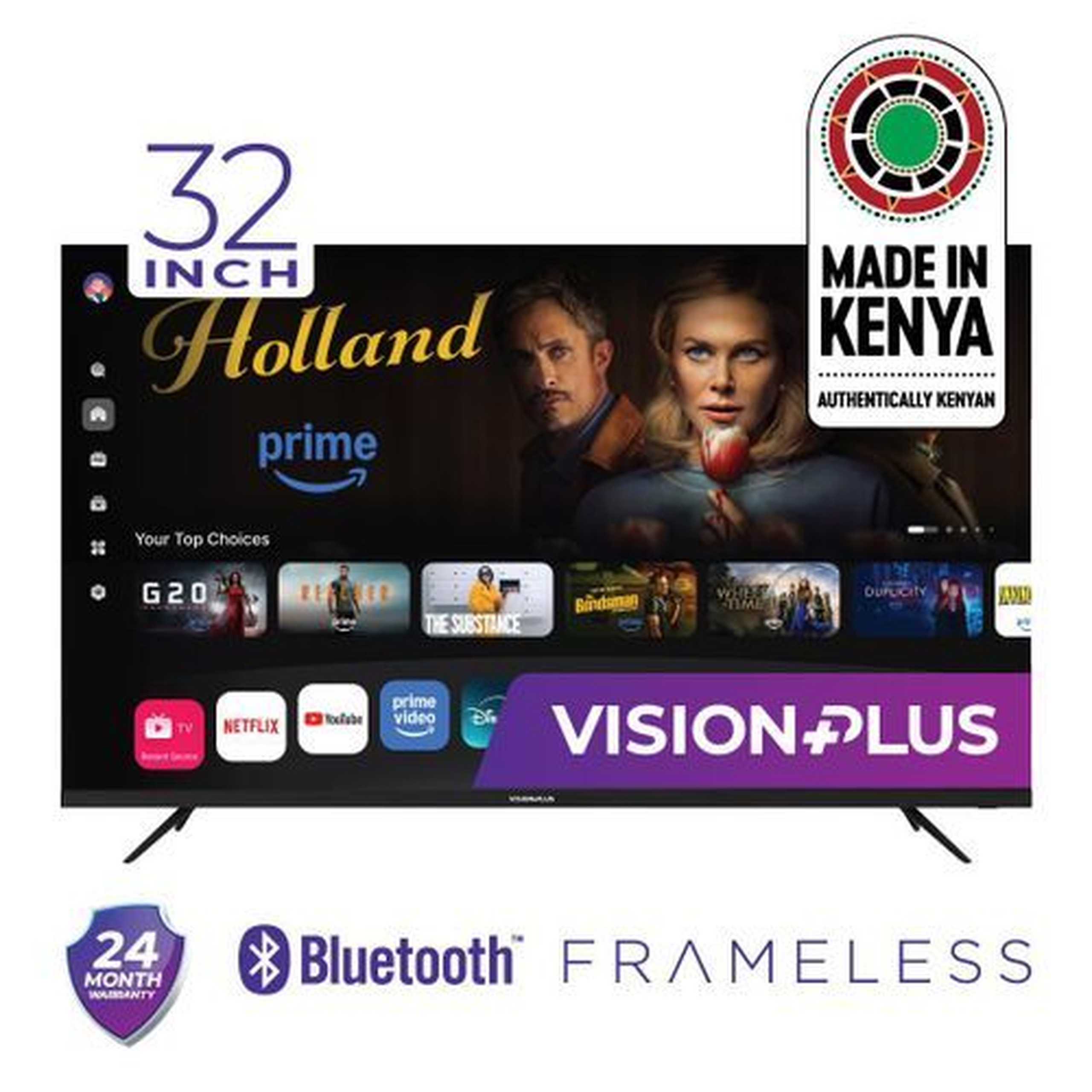 Vision Plus VP8832SW 32" Frameless HD Smart TV 