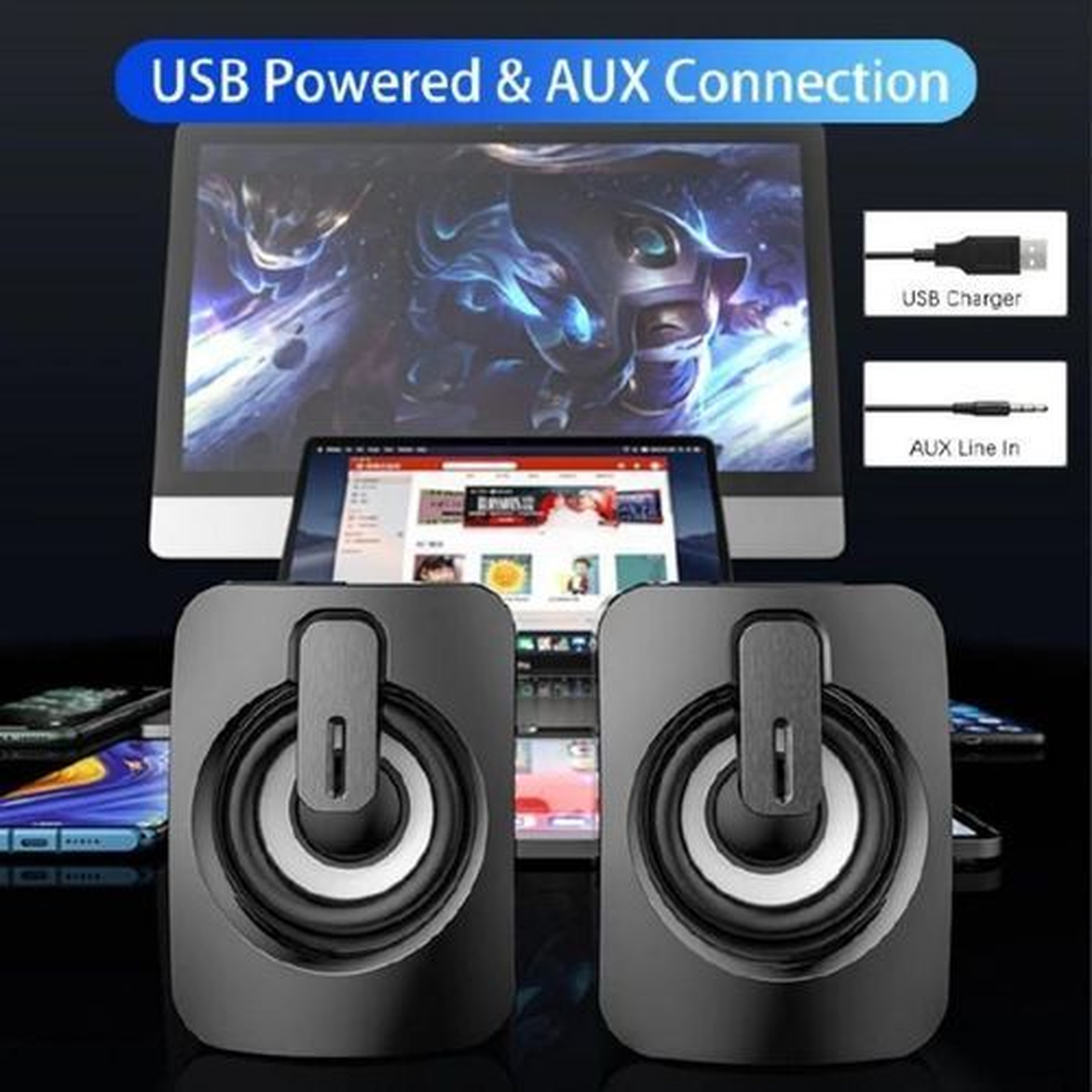 The Small Stereo Speaker Usb Wired Subwoofer Is Suitable For Laptops And Desktop Computers