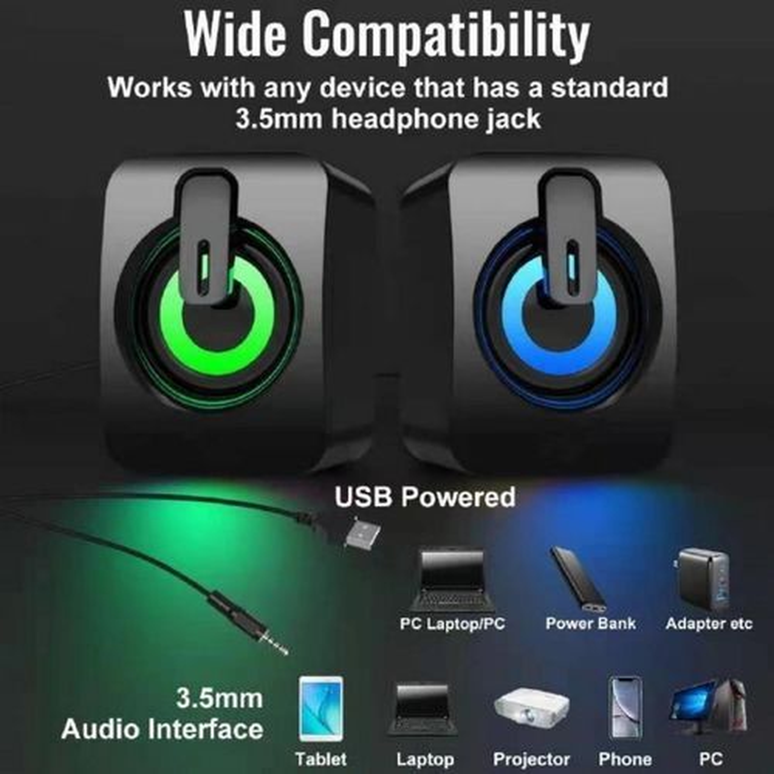 The Small Stereo Speaker Usb Wired Subwoofer Is Suitable For Laptops And Desktop Computers