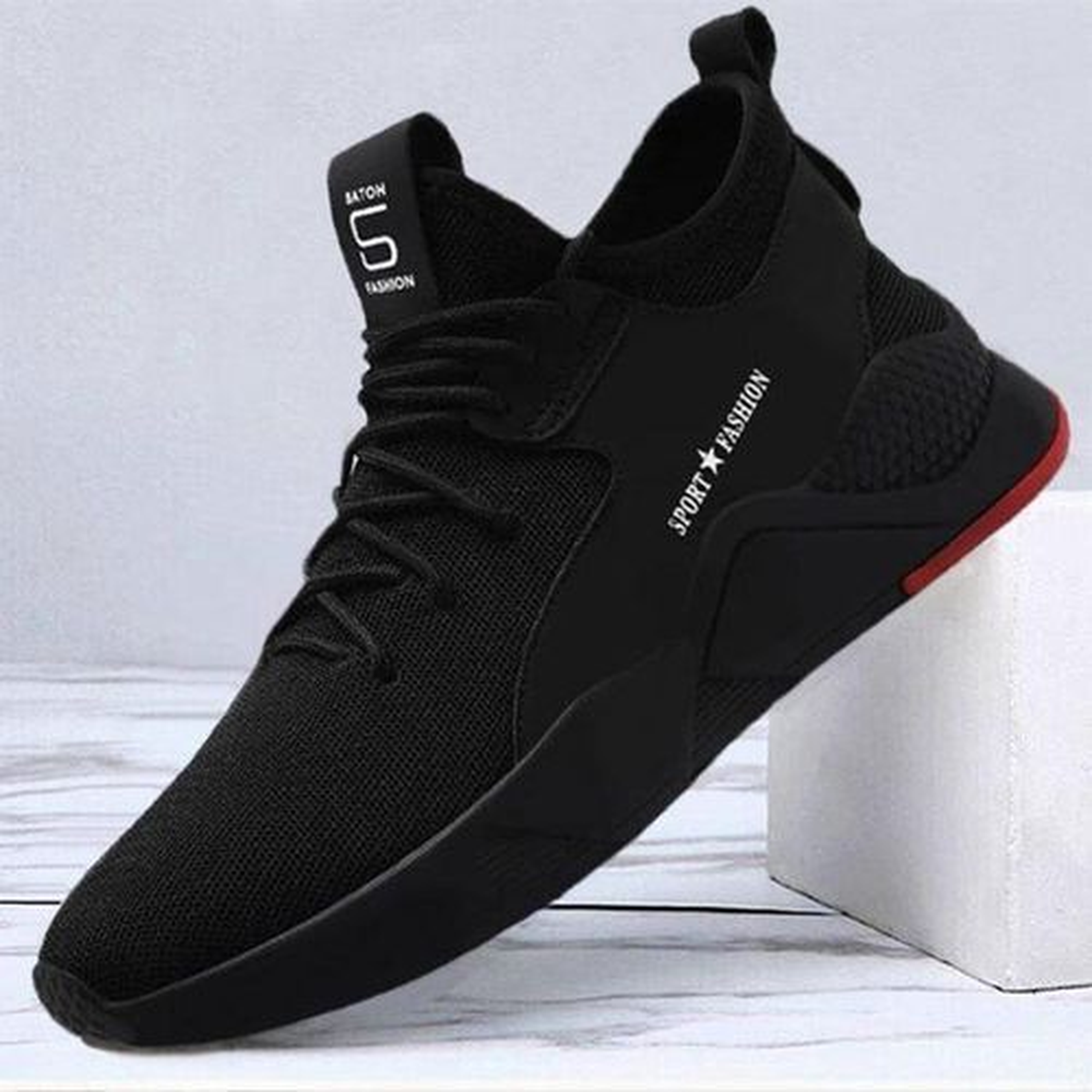 BLWOENS Men's Sneakers Casual Shoes Comfortable Sneakers Classic Lace-up Shoe -Black