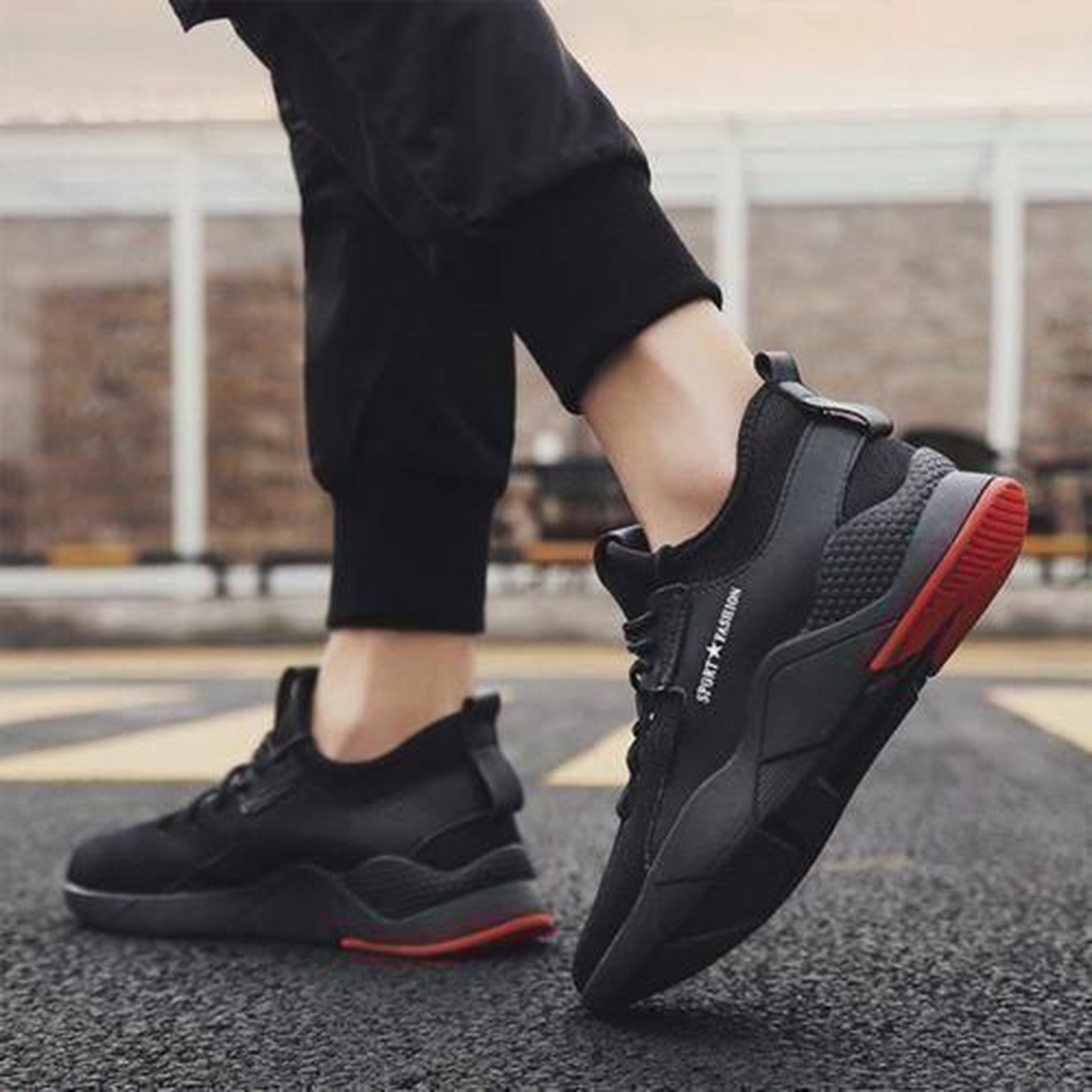 BLWOENS Men's Sneakers Casual Shoes Comfortable Sneakers Classic Lace-up Shoe -Black