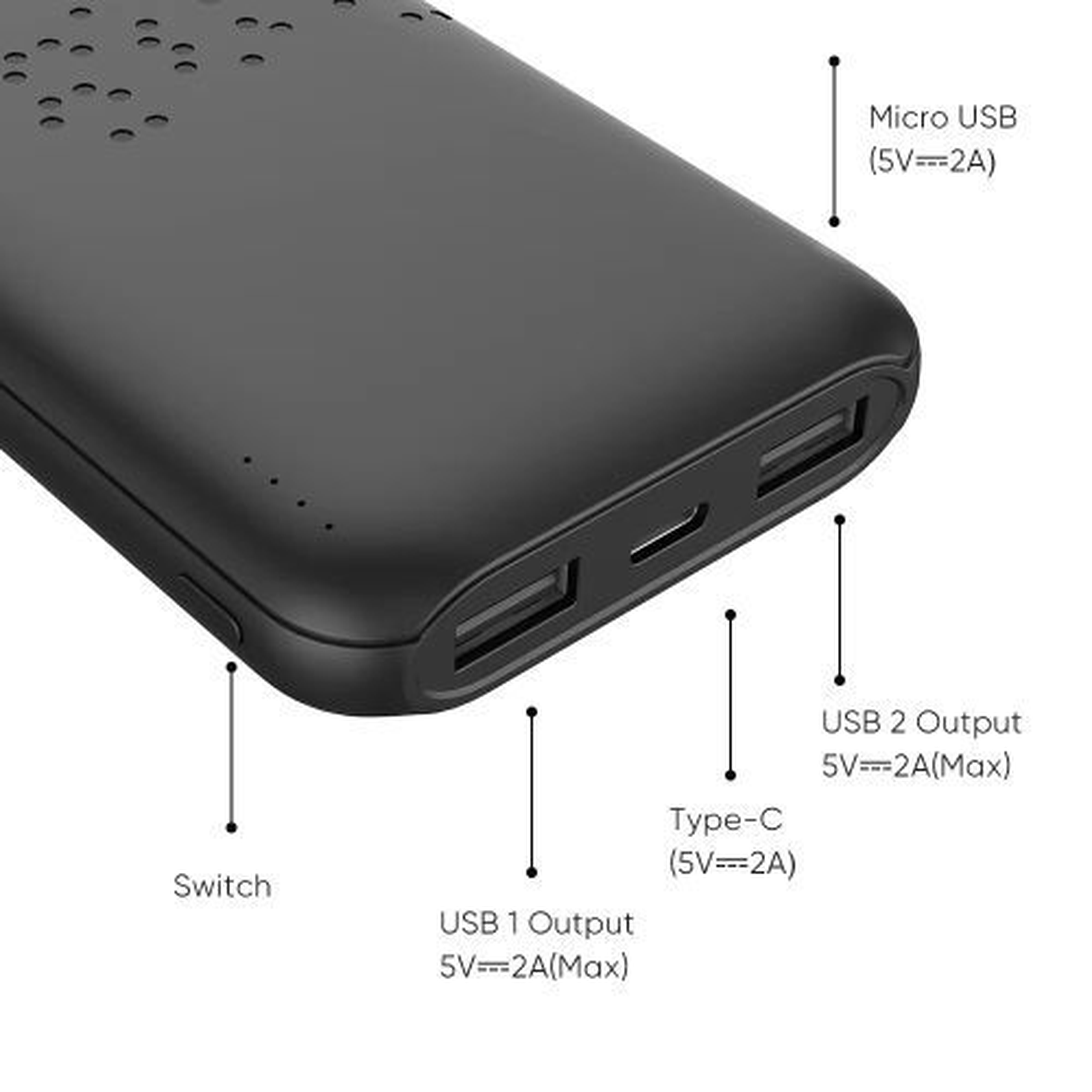 Small Size Unique Design 2A Fast Charger with 2-in-2-out Fast Charging Power Bank