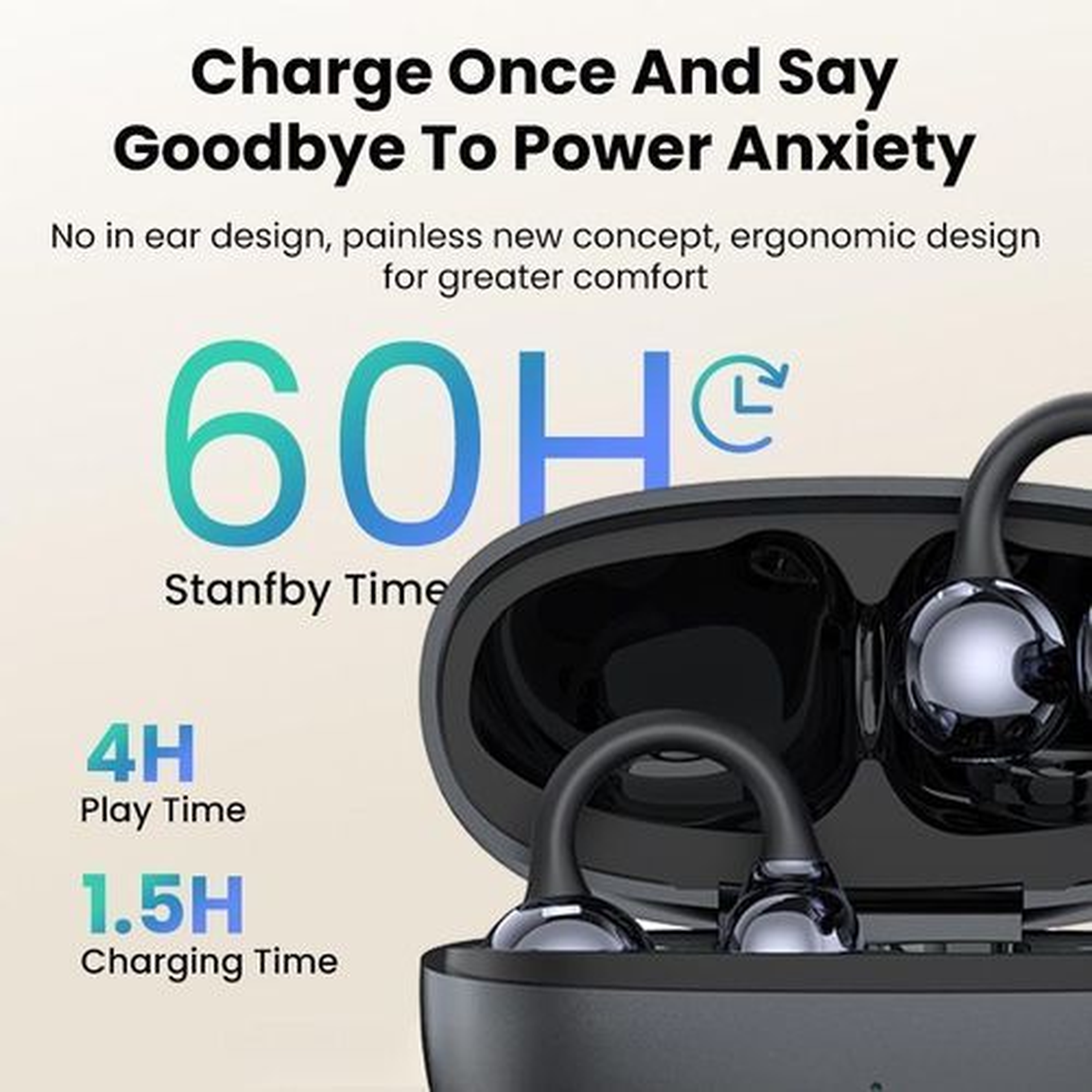 Open Ear Clip On Wireless Bluetooth Earbuds Over Ear Pressure-Free Comfort Earphones - Purple