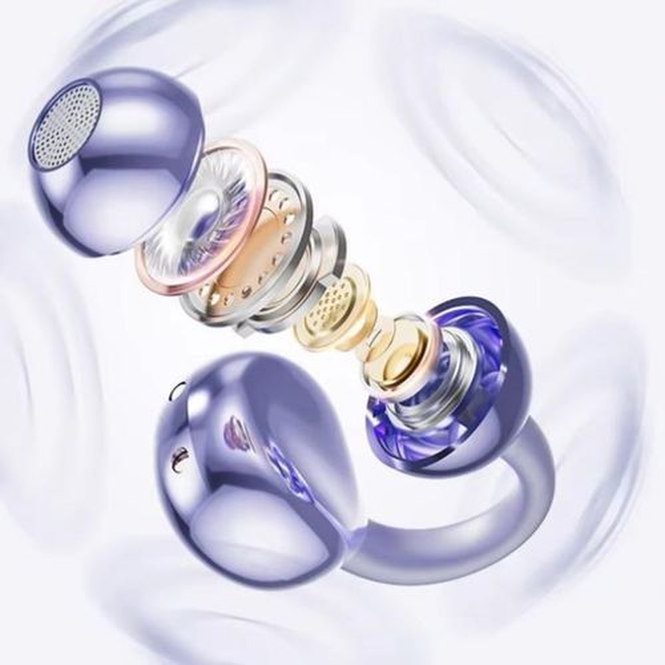 Open Ear Clip On Wireless Bluetooth Earbuds Over Ear Pressure-Free Comfort Earphones - Purple