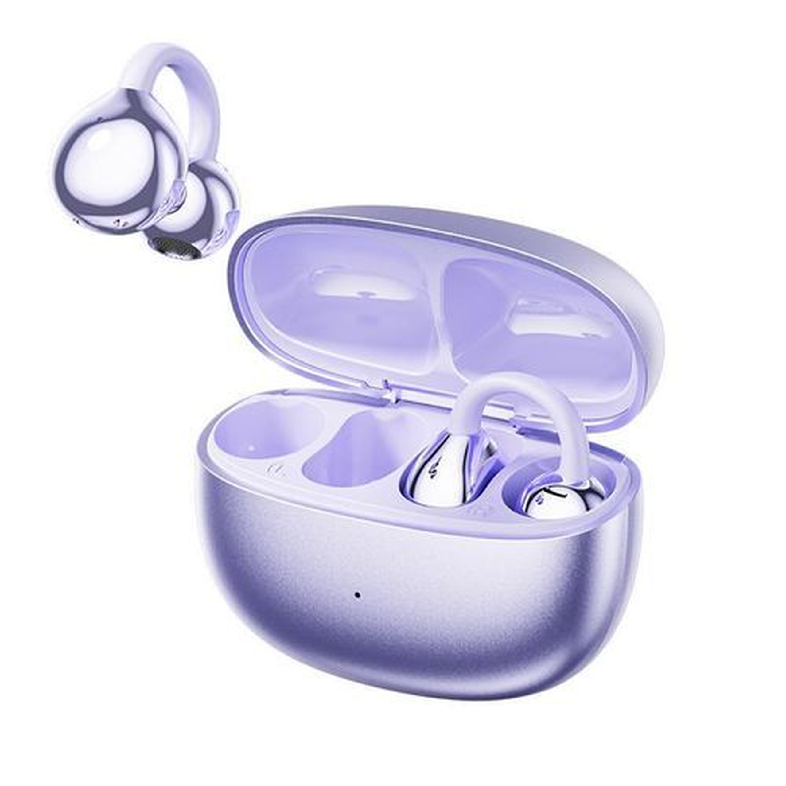 Open Ear Clip On Wireless Bluetooth Earbuds Over Ear Pressure-Free Comfort Earphones - Purple
