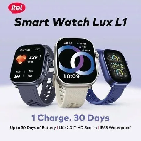 Itel Smartwatch Lux L1, Up to 30 Days Battery Life,2.01" HD Screen, IP68 Waterproof, 600mAh Big Battery
