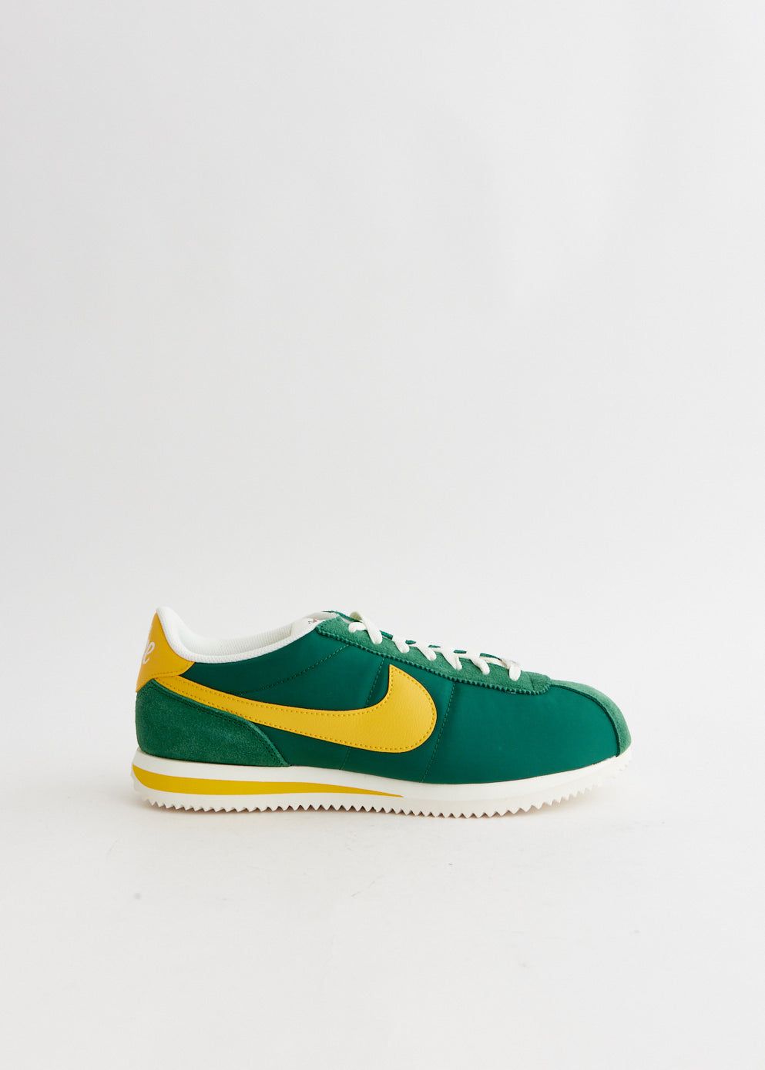 Nike Cortez Textile in the "Oregon" colorway, featuring Gorge Green, Yellow Ochre, and Sail