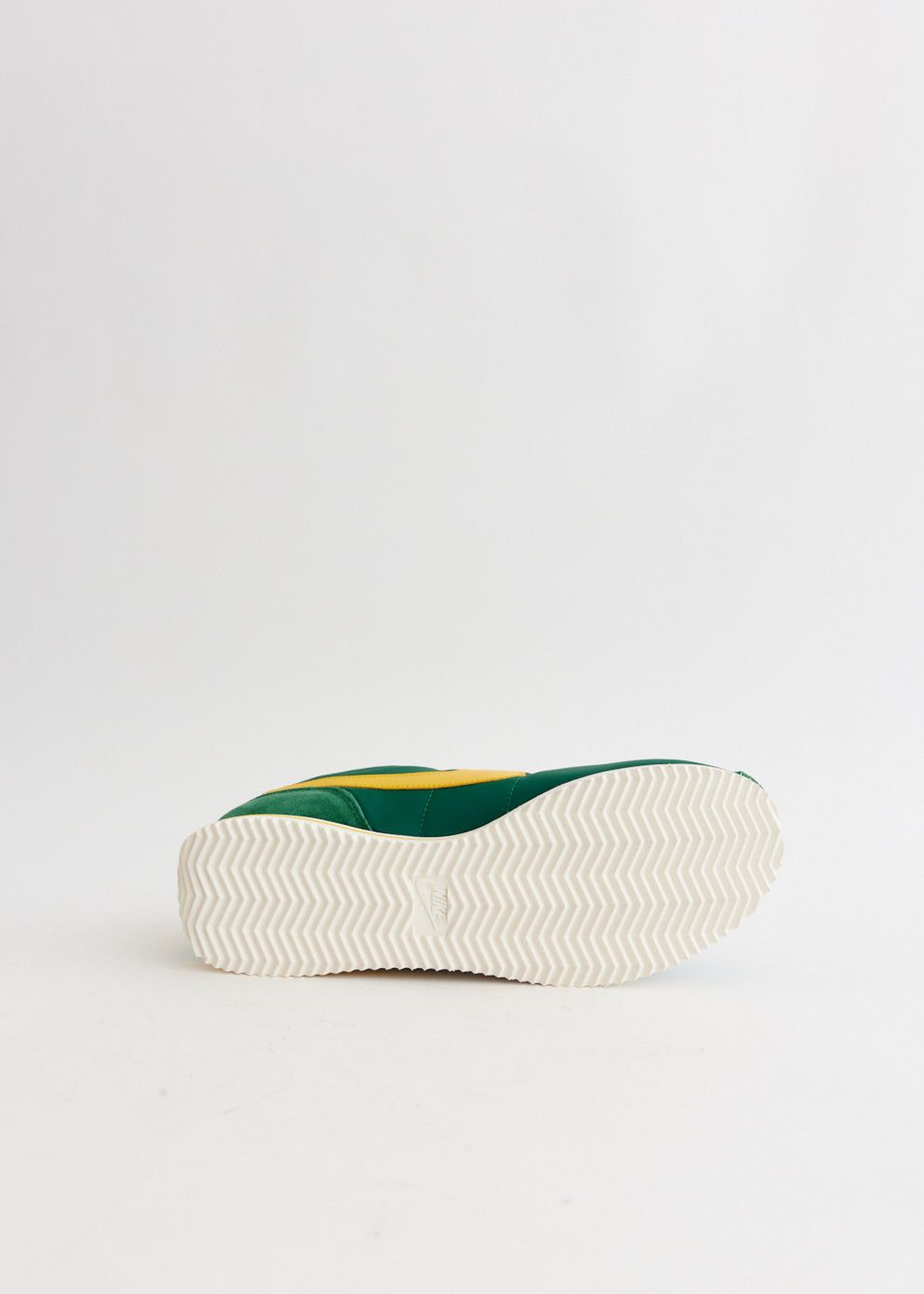 Nike Cortez Textile in the "Oregon" colorway, featuring Gorge Green, Yellow Ochre, and Sail