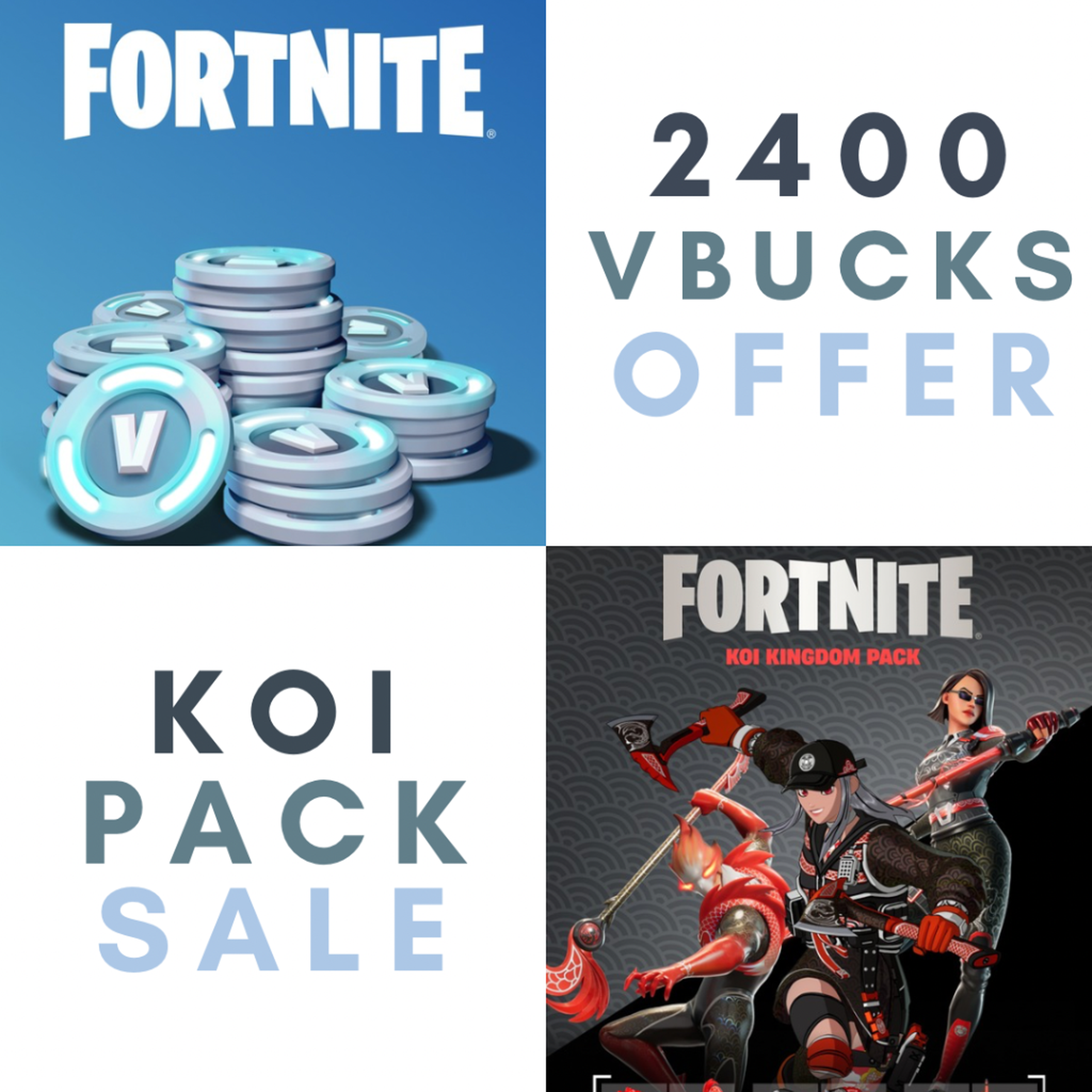 FORTNITE 2400 VBUCKS + KOI KINGDOM PACK BUNDLE