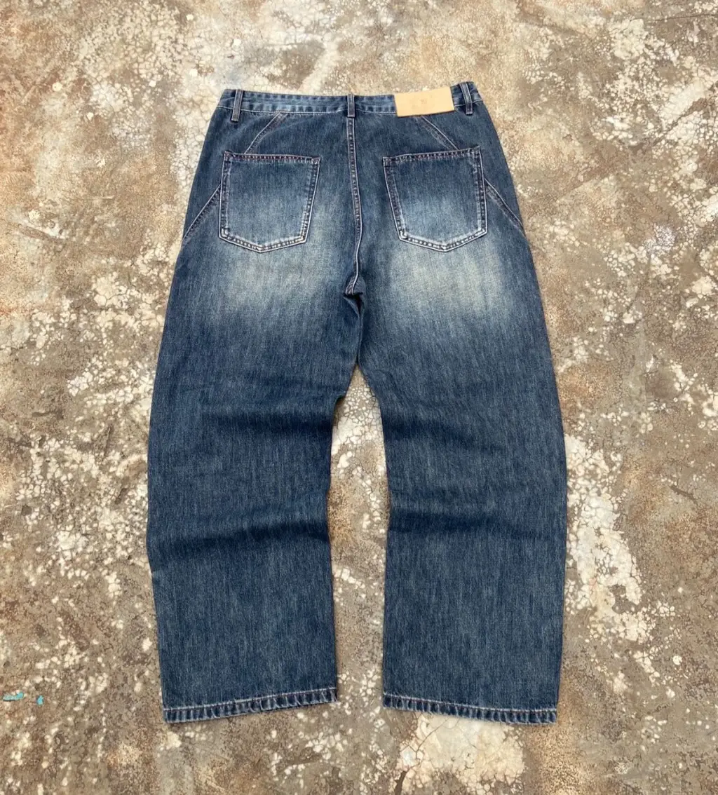 Y2K Paneled Barrel Jeans - Dark Wash | Designer Horseshoe Cut