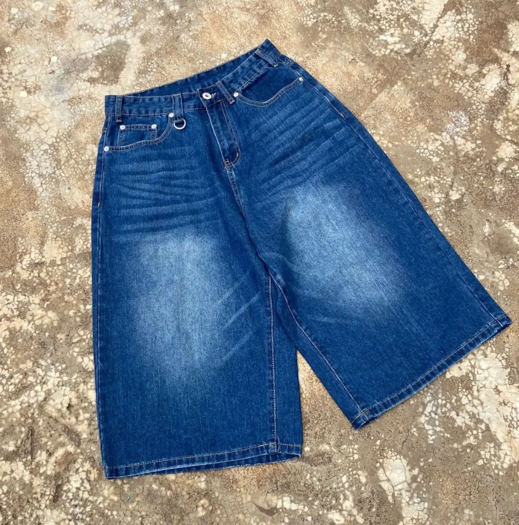 Vintage Wide-Leg Denim Jorts in Dark Indigo